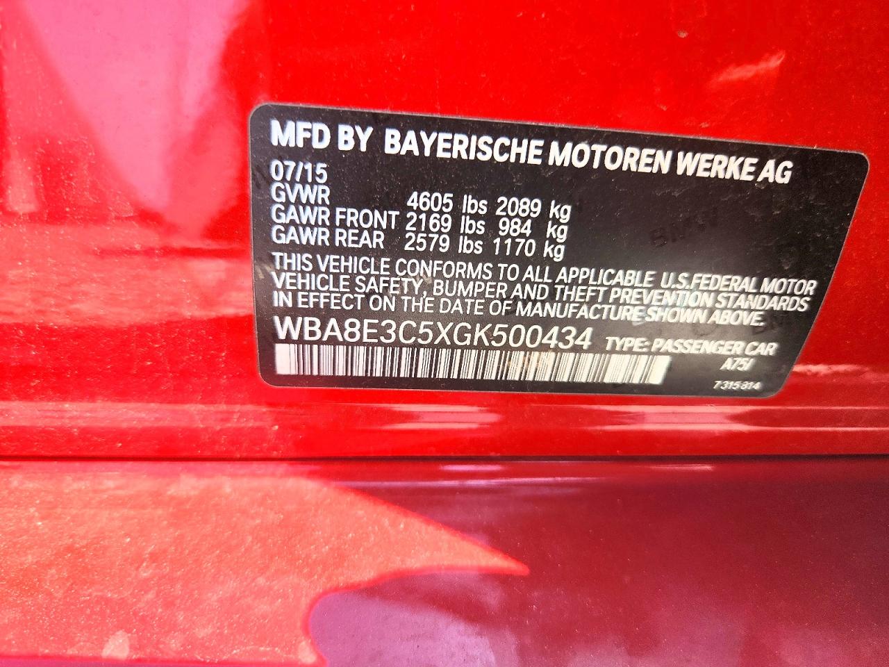 2016 Bmw 328 Xi Sulev Red vin: WBA8E3C5XGK500434