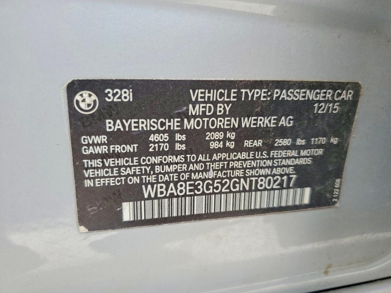 2016 Bmw 328 Xi Sulev Серебряный vin: WBA8E3G52GNT80217