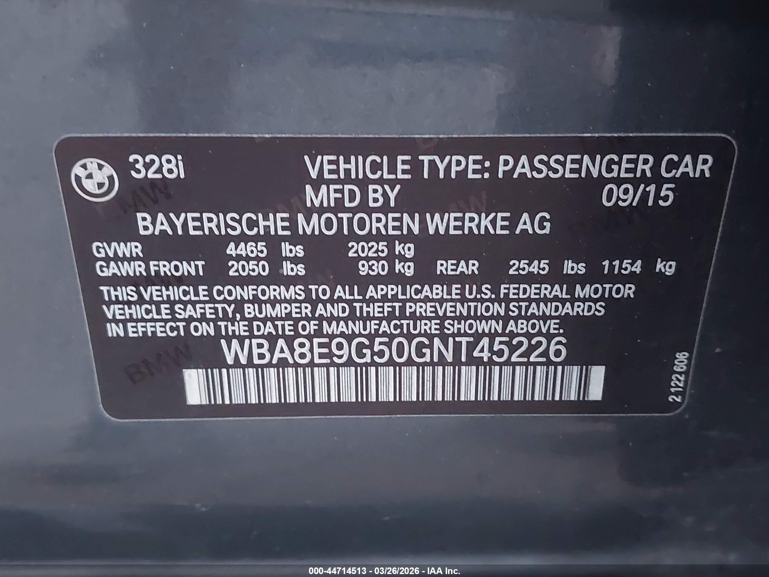 2016 Bmw 328i   Серый vin: WBA8E9G50GNT45226