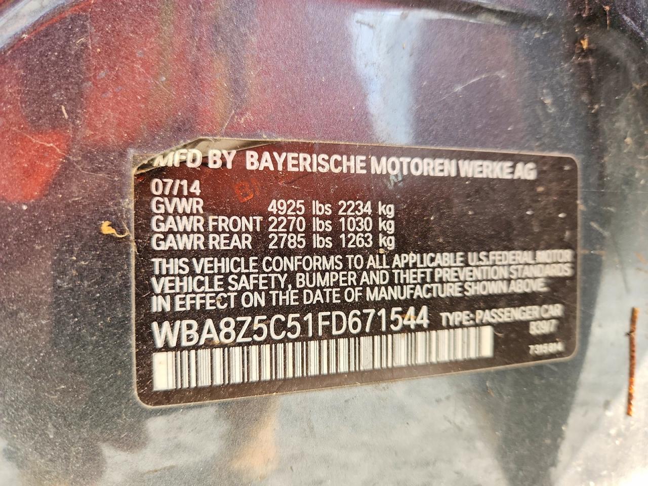 2015 Bmw 328 Xigt Sulev Gray vin: WBA8Z5C51FD671544