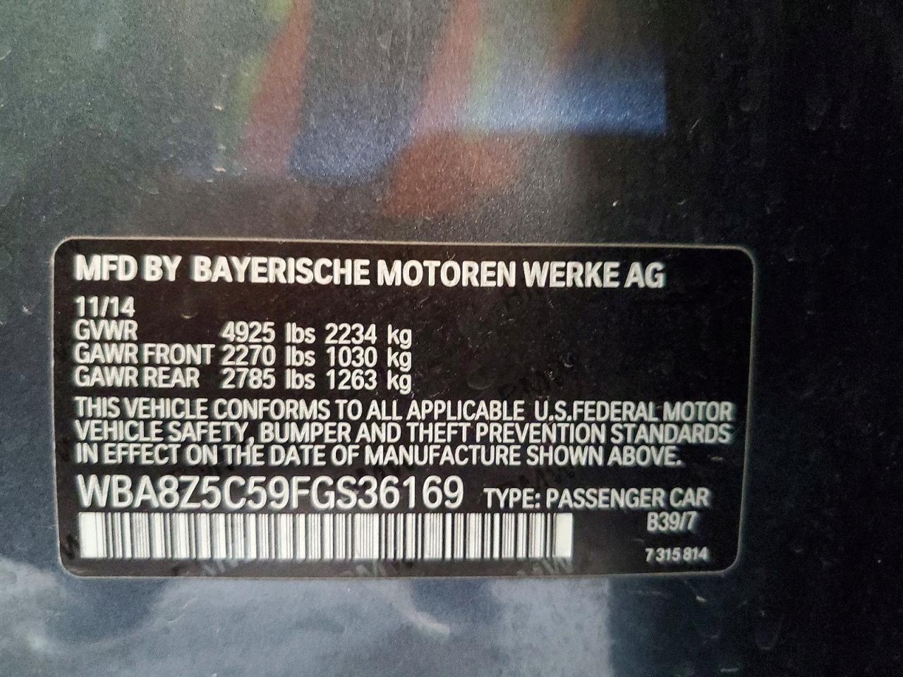 2015 Bmw 328 Xigt Sulev Charcoal vin: WBA8Z5C59FGS36169