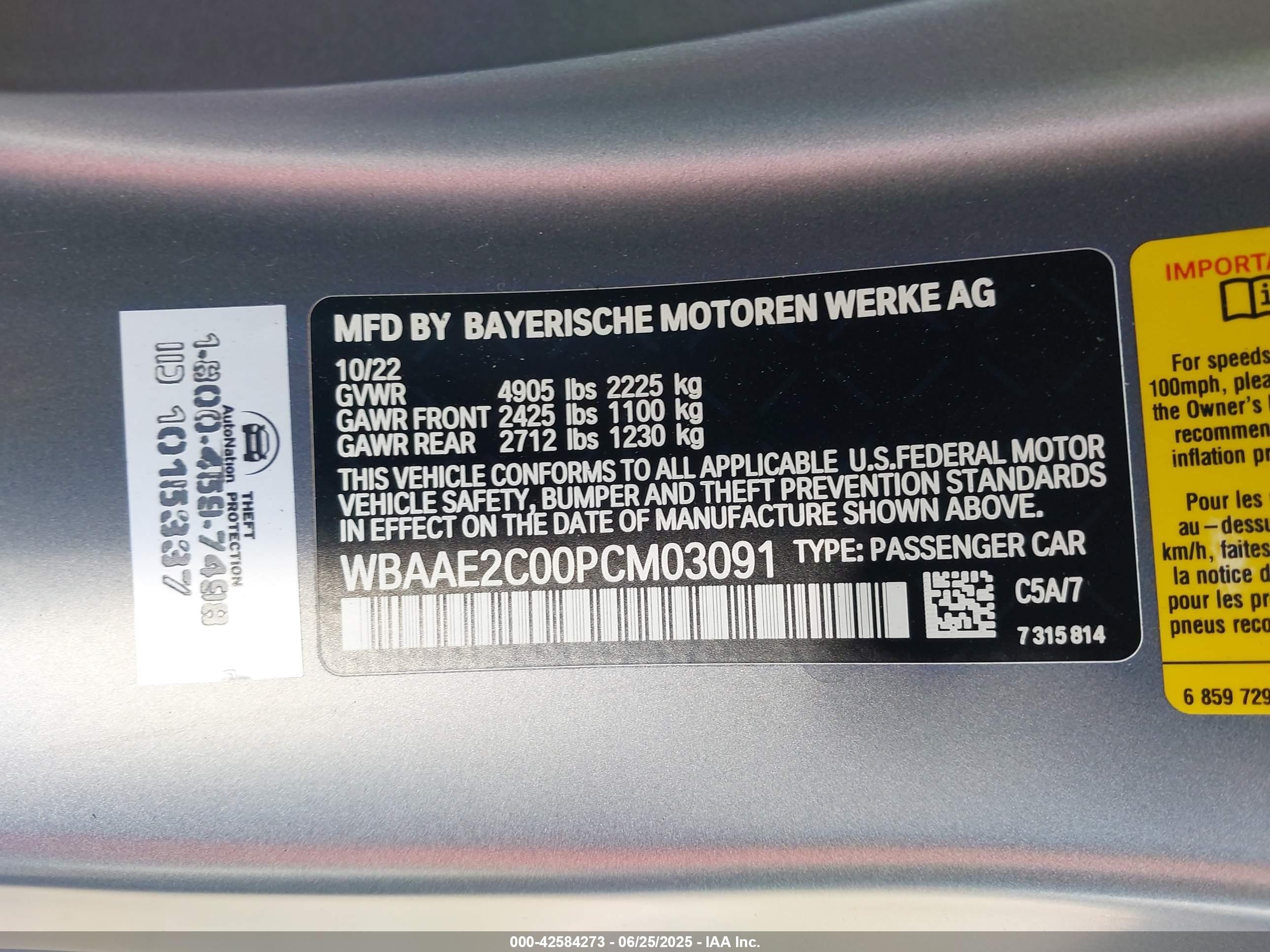 2023 Bmw 840 I Gray vin: WBAAE2C00PCM03091