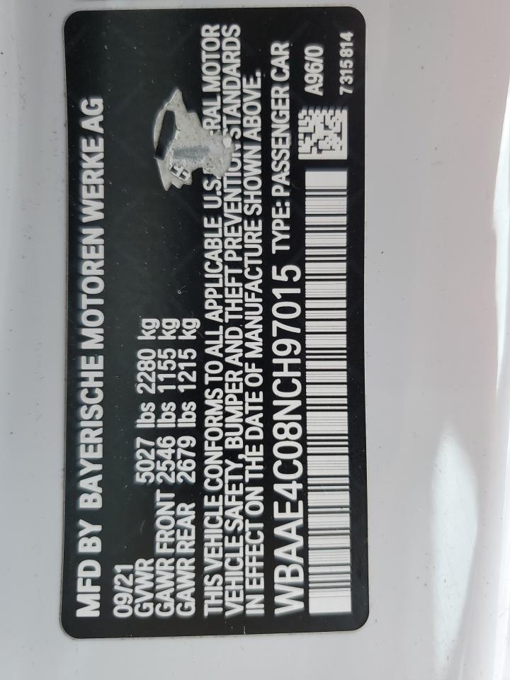 2022 Bmw 840xi    White vin: WBAAE4C08NCH97015