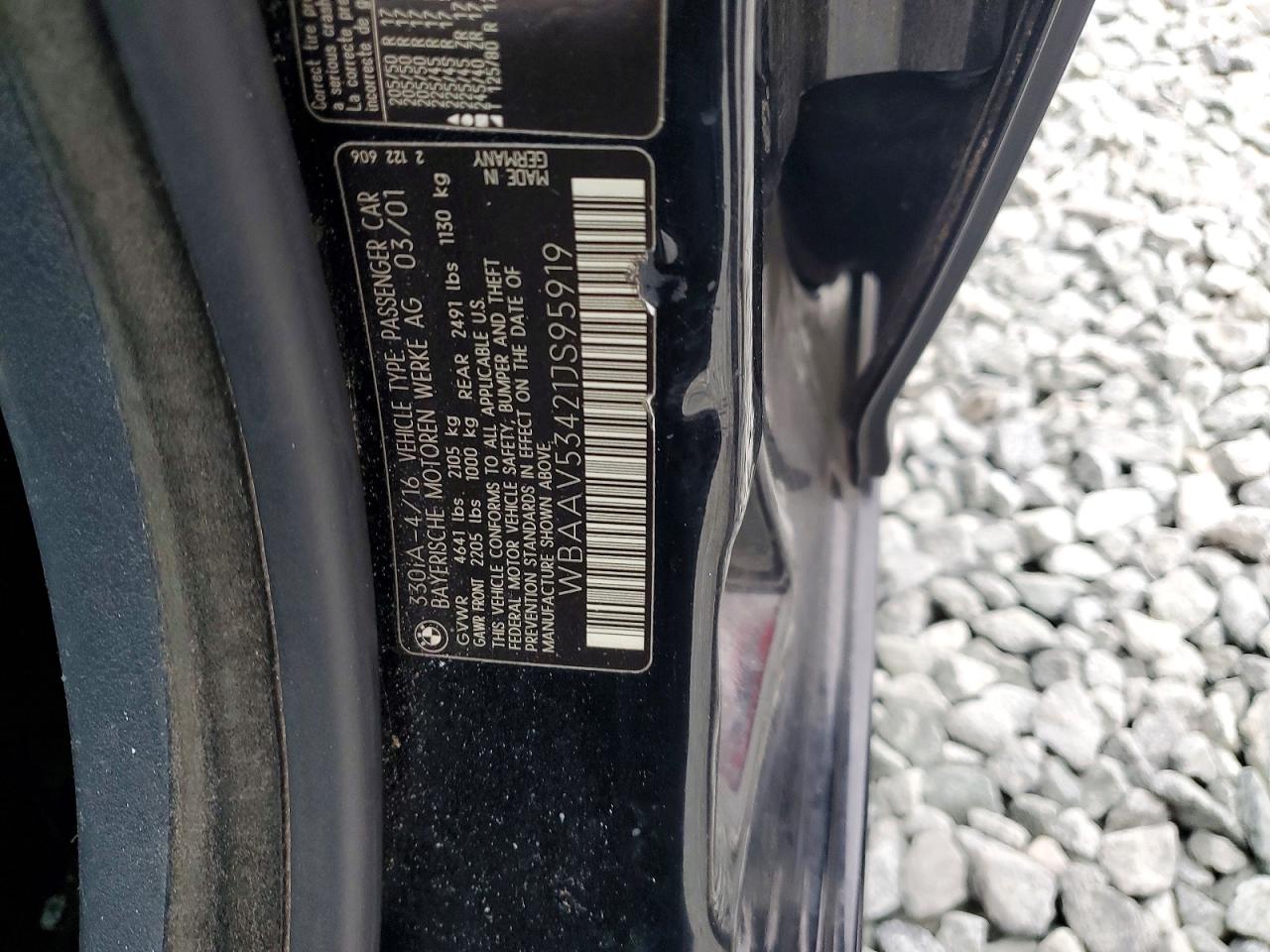 2001 Bmw 330 I Черный vin: WBAAV53421JS95919
