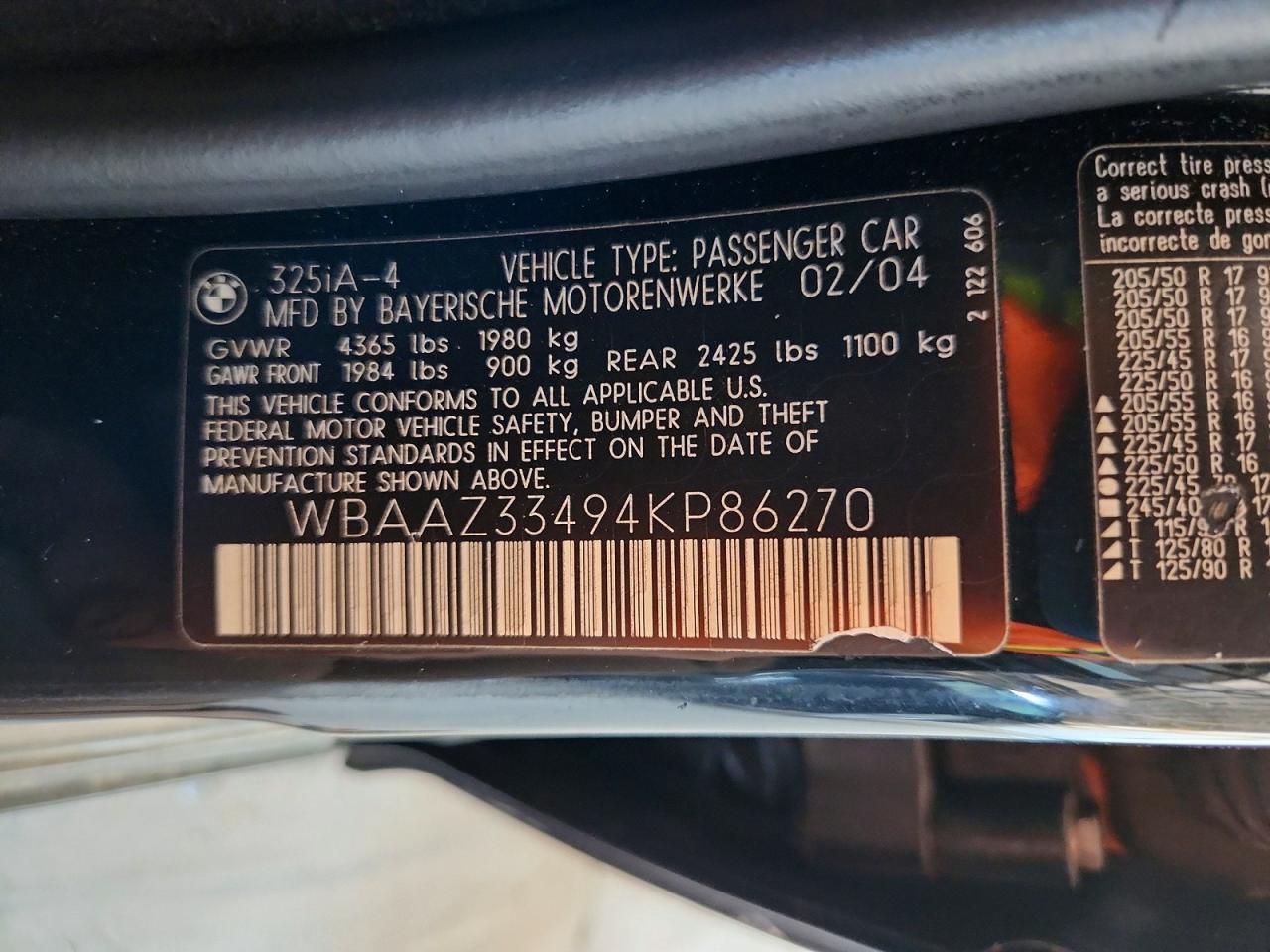 2004 Bmw 325 Is Sulev Черный vin: WBAAZ33494KP86270