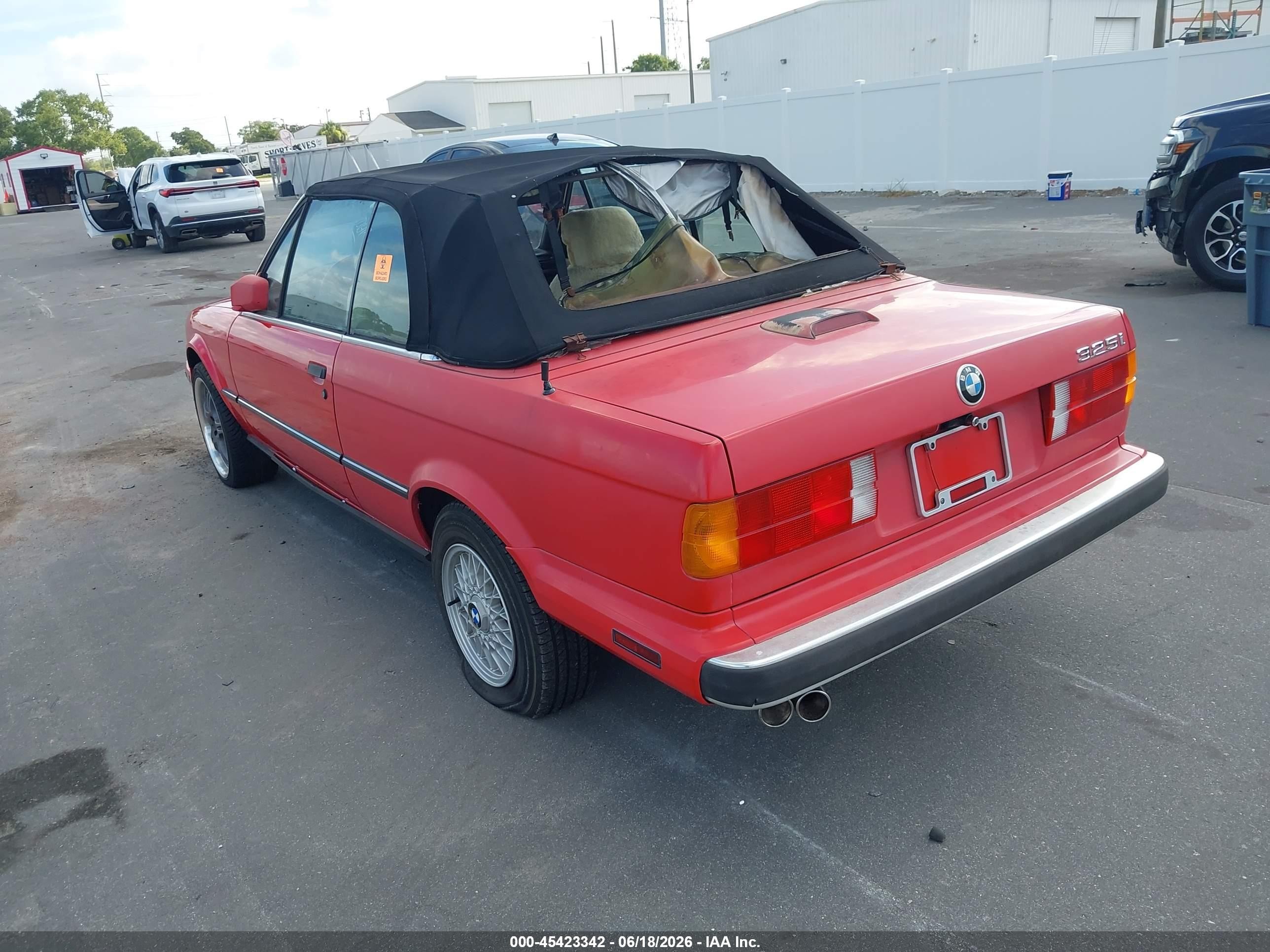 1991 Bmw 325 Ic Automatic Red vin: WBABB2315MEC24277