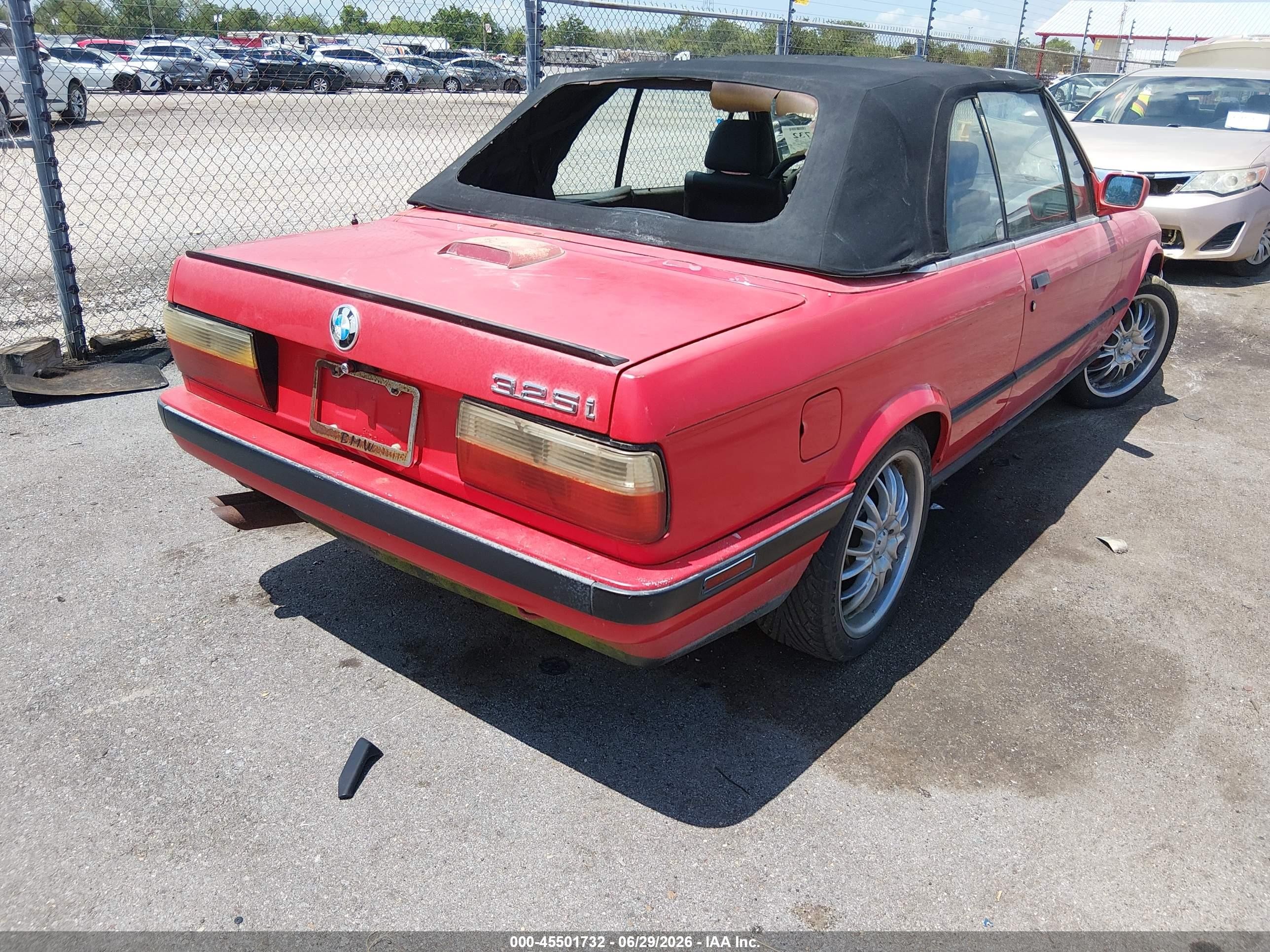 1991 Bmw 325 Ic Automatic Black vin: WBABB2318MEC24886