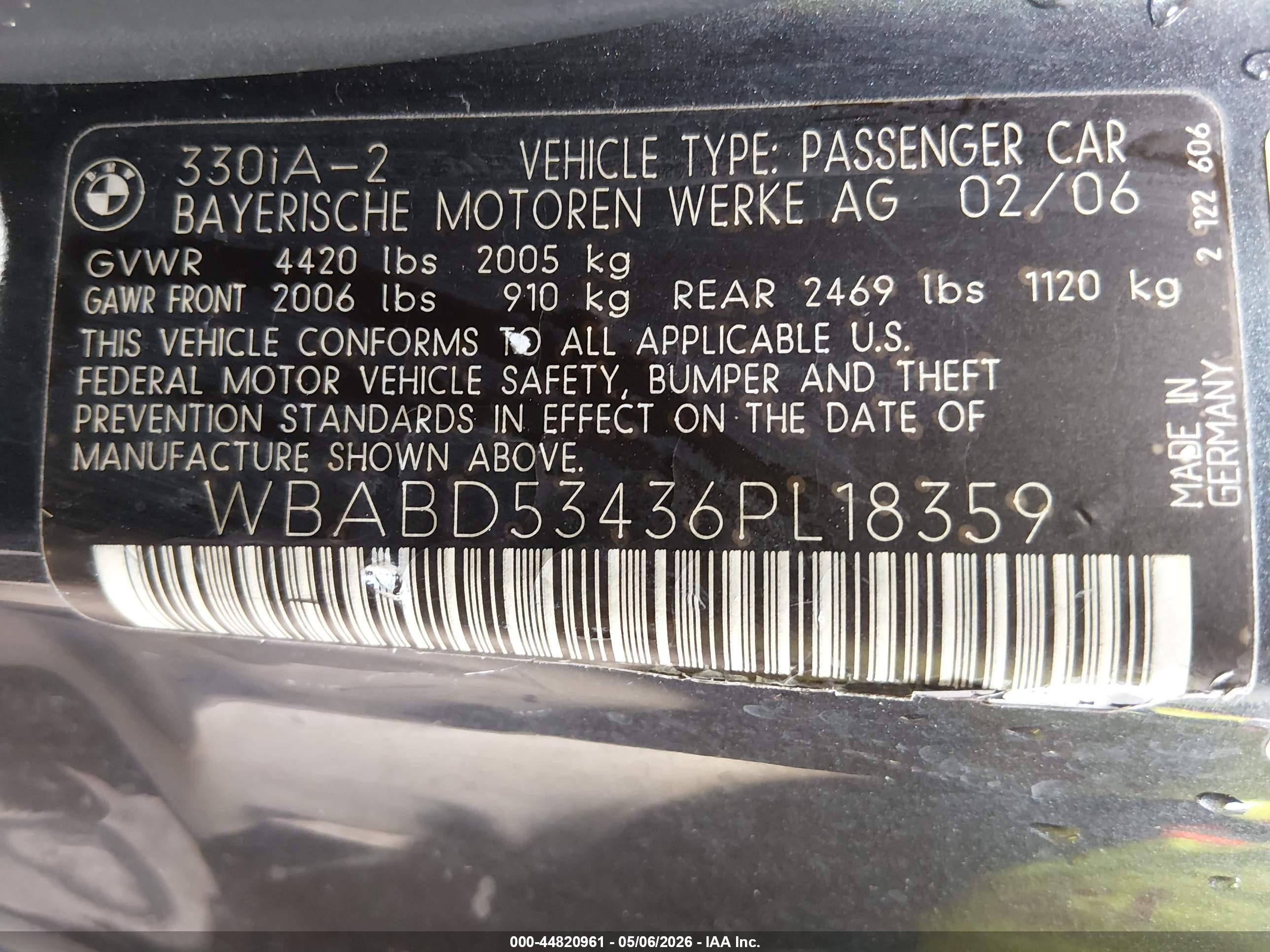 2006 Bmw 330ci   Gray vin: WBABD53436PL18359