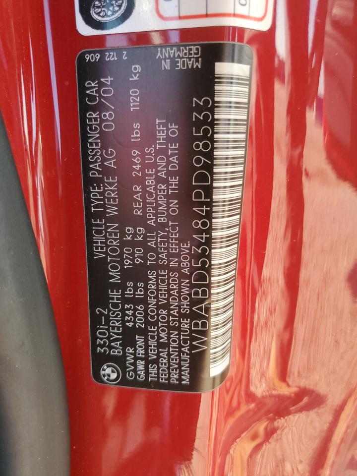 2004 Bmw 330 Ci Red vin: WBABD53484PD98533