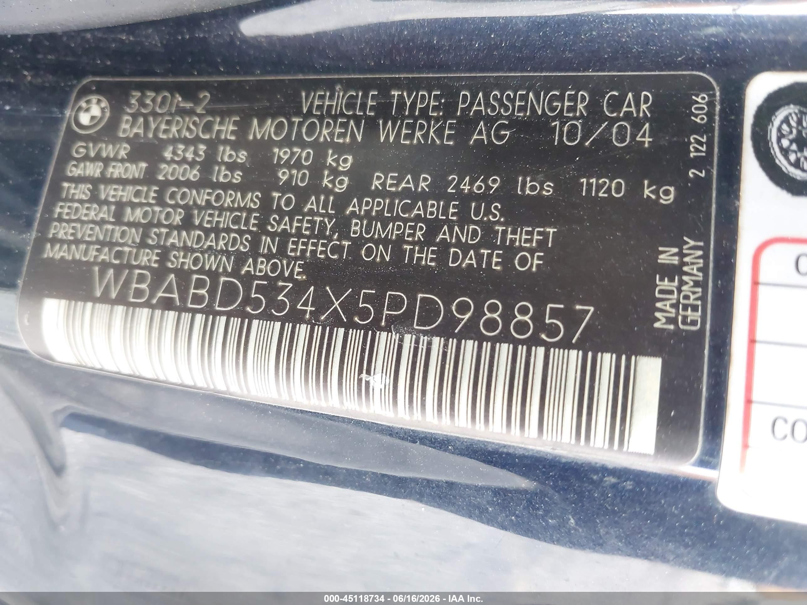 2005 Bmw 330ci Синий vin: WBABD534X5PD98857