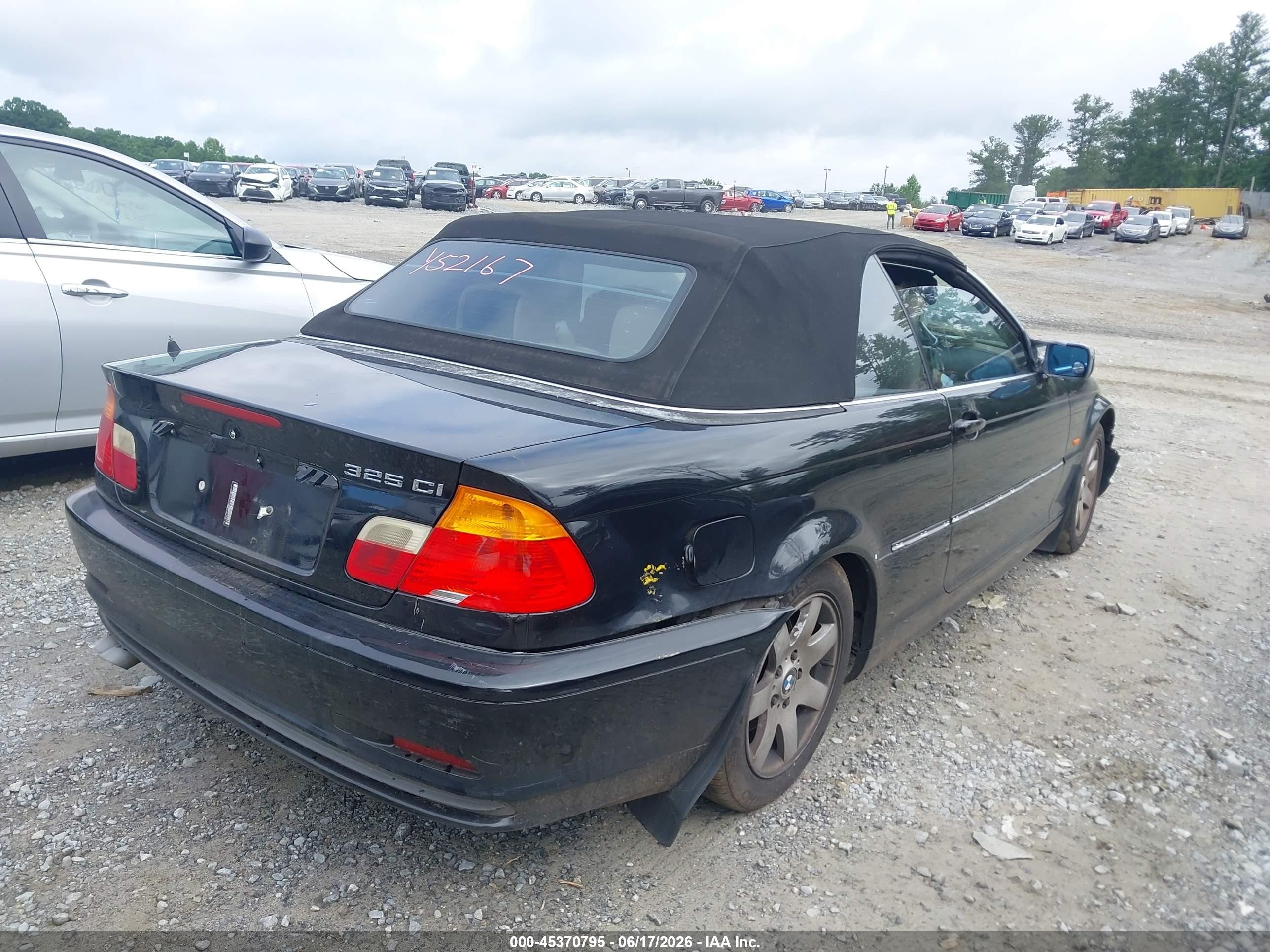 2001 Bmw 325ci Black vin: WBABS33441JY52167