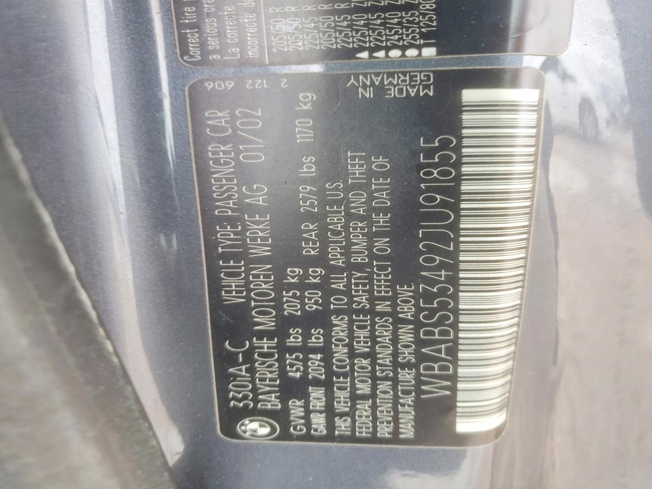 2002 Bmw Motorrad 330 Ci Gray vin: WBABS53492JU91855