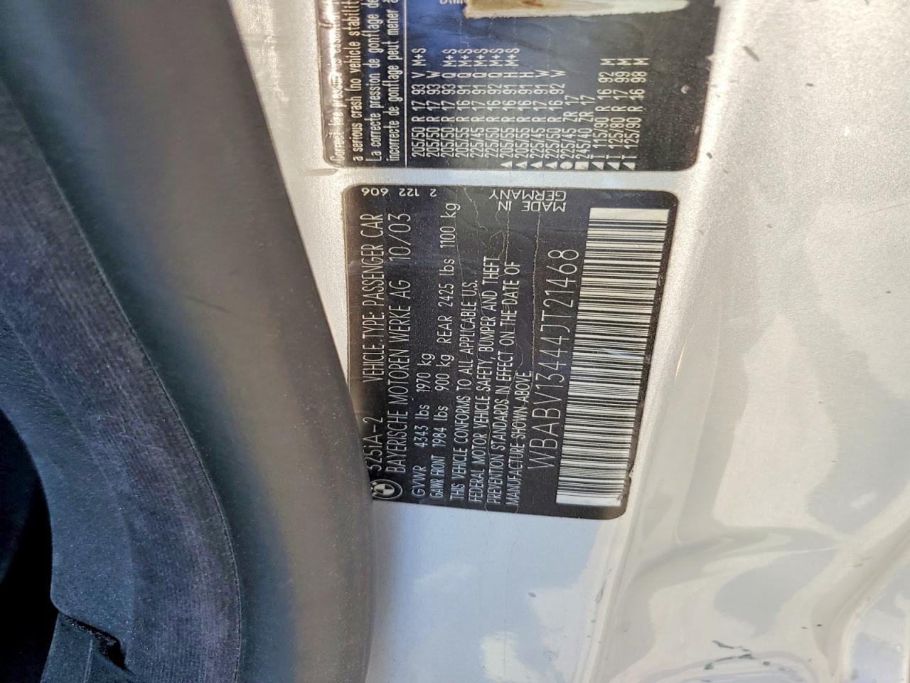 2004 Bmw 325 Ci Sulev Silver vin: WBABV13444JT21468