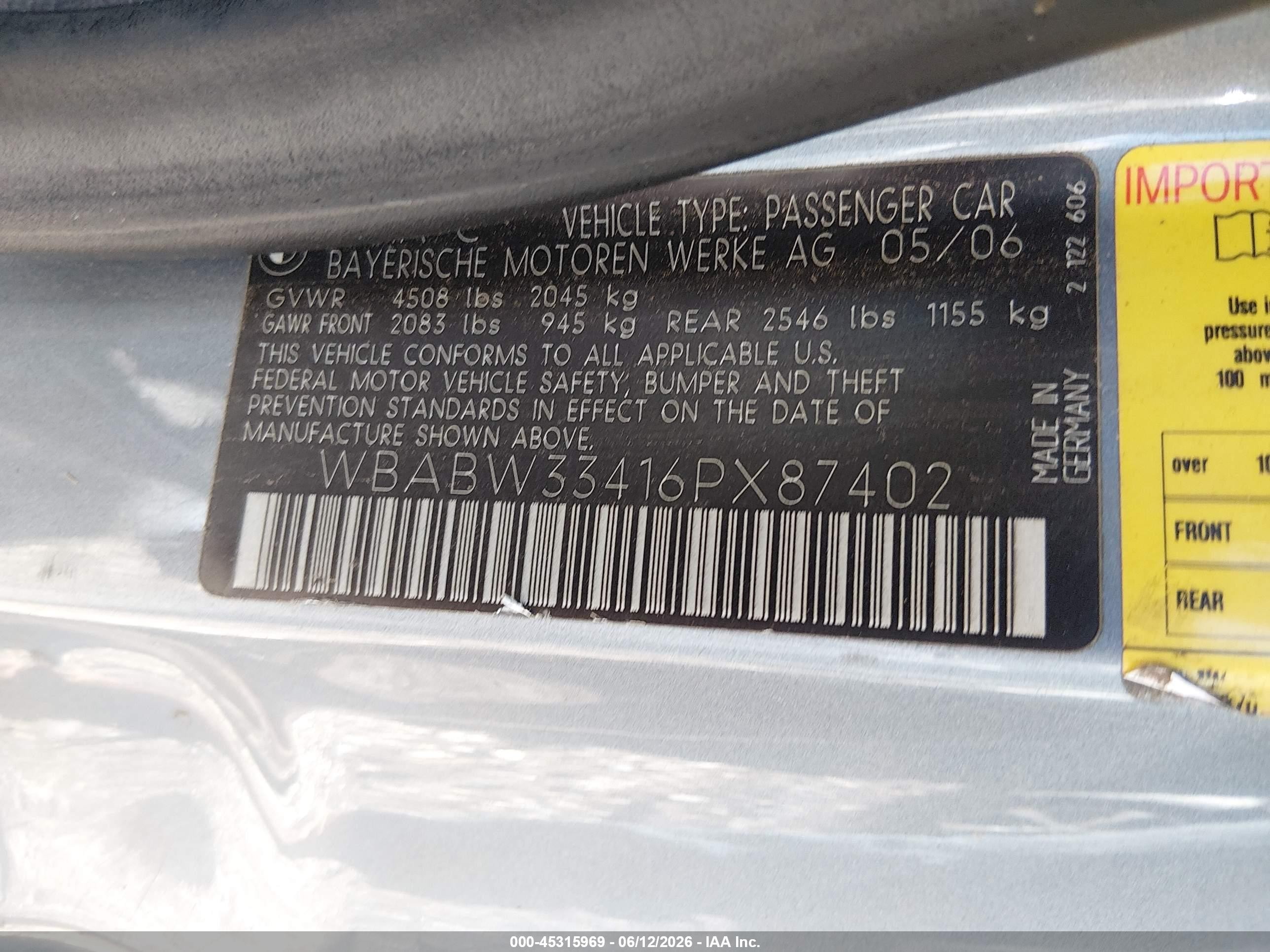 2006 Bmw 325ci   Silver vin: WBABW33416PX87402