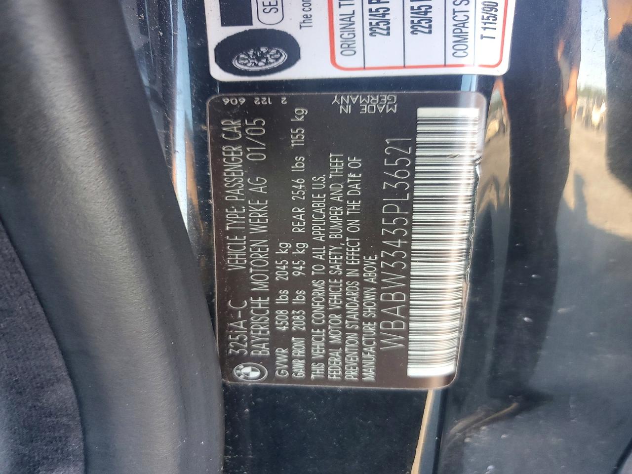 2005 Bmw 325 Ci Black vin: WBABW33435PL36521