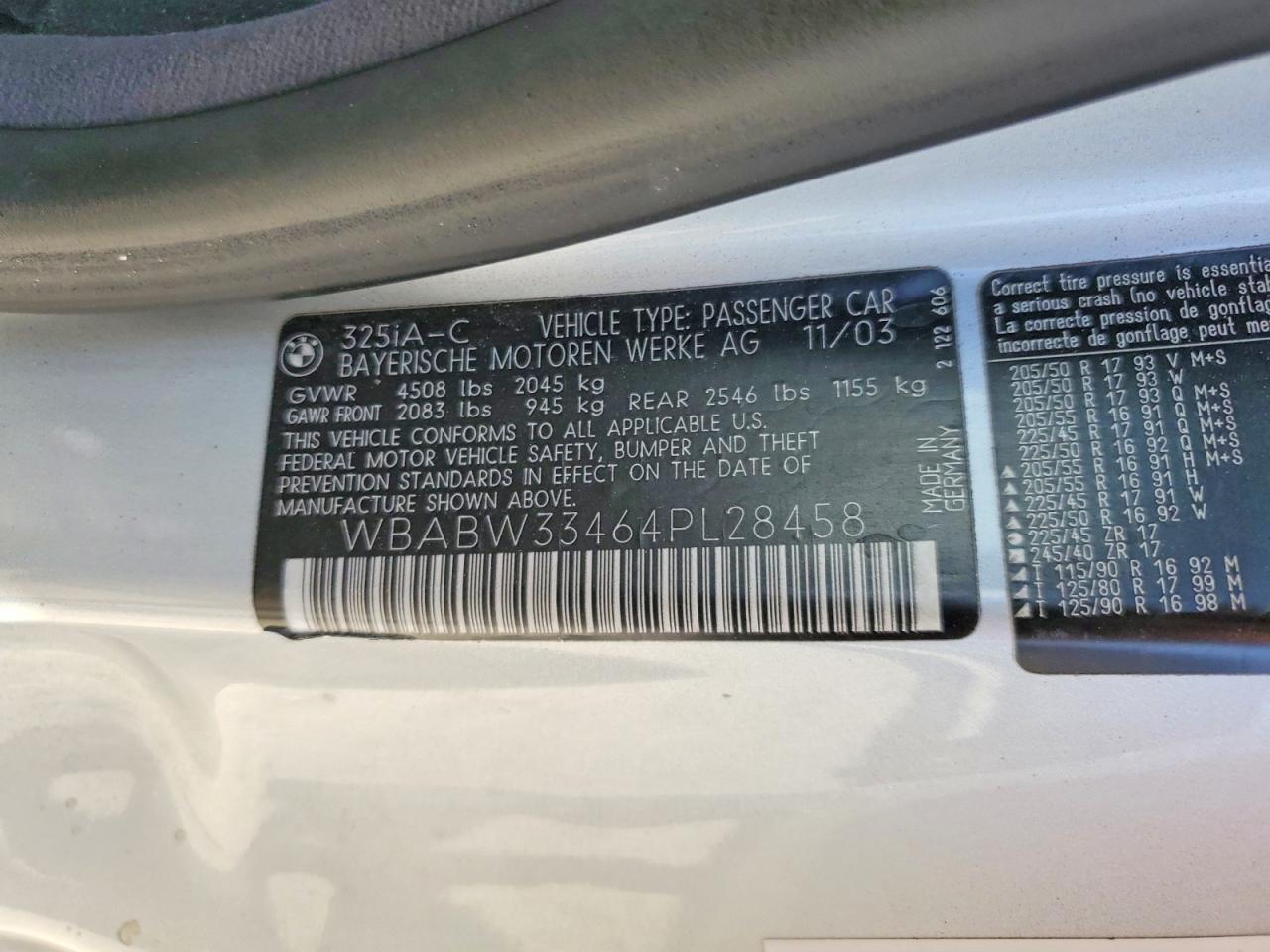2004 Bmw 325 Ci Silver vin: WBABW33464PL28458