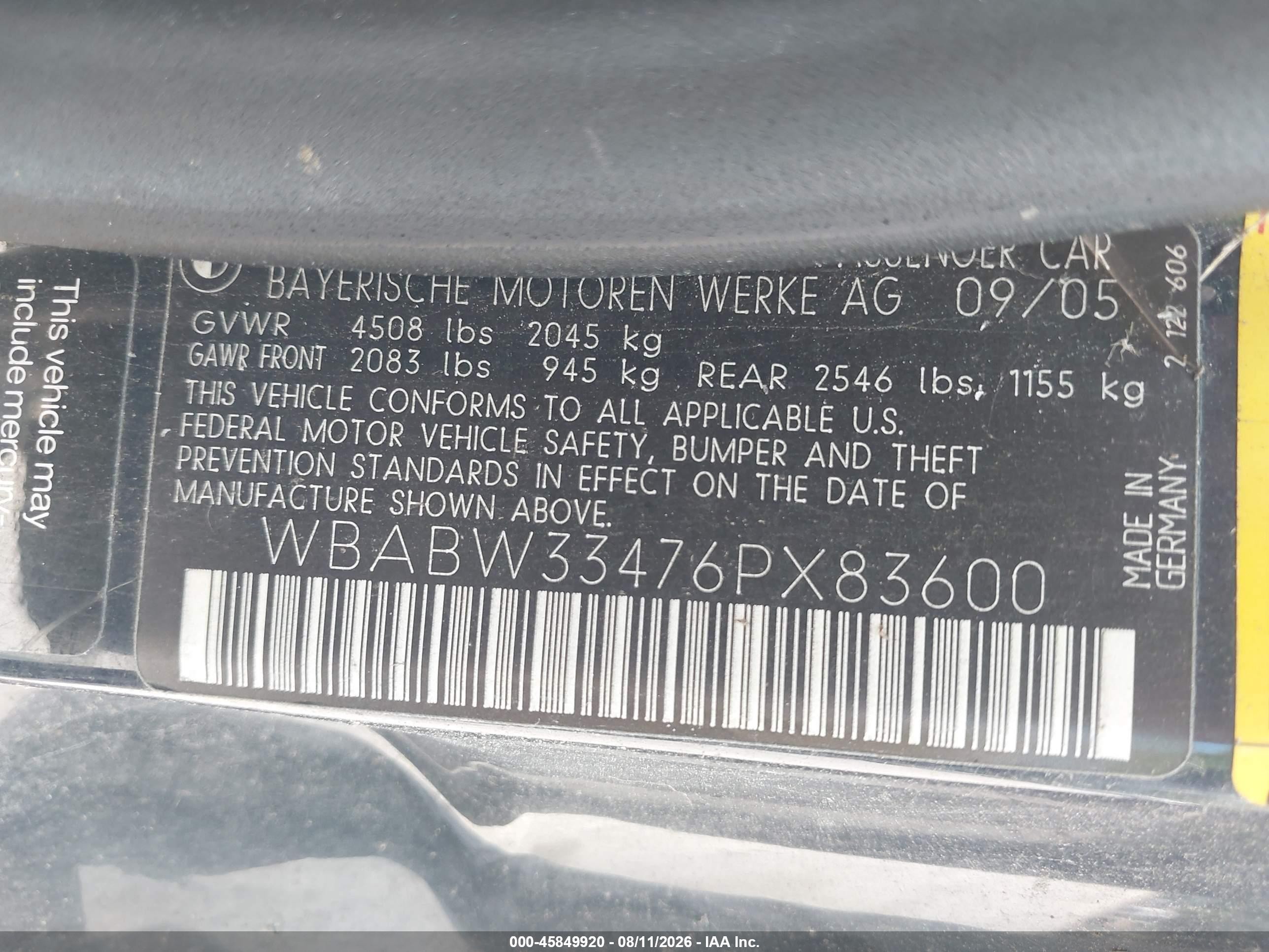 2006 Bmw 325ci   Black vin: WBABW33476PX83600