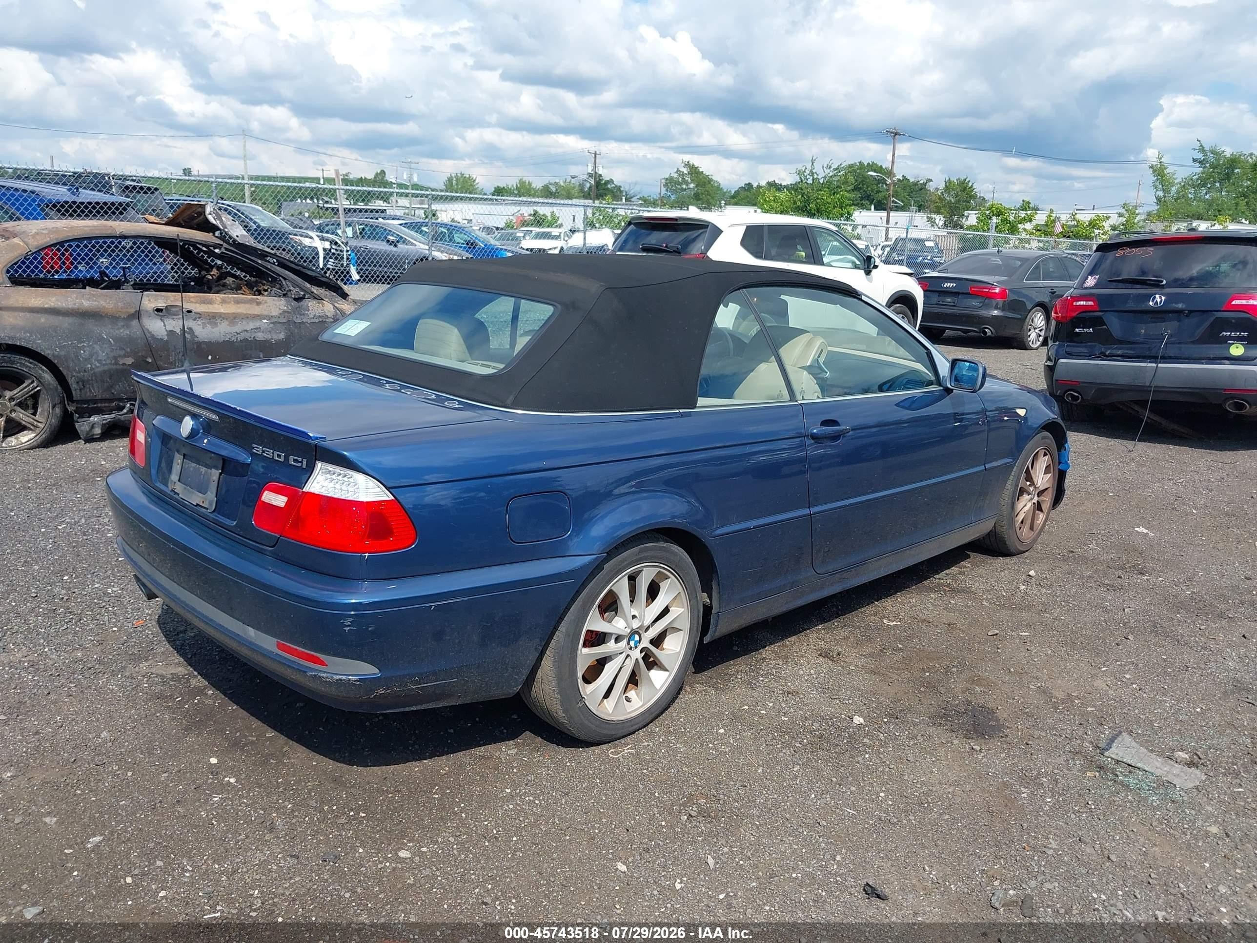 2005 Bmw 330ci   Синий vin: WBABW53445PL50956