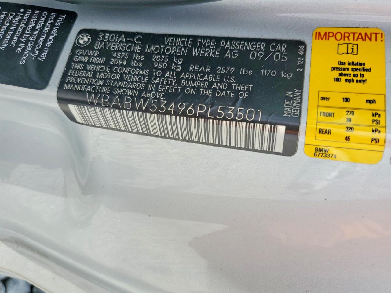 2006 Bmw 330 Ci Silver vin: WBABW53496PL53501