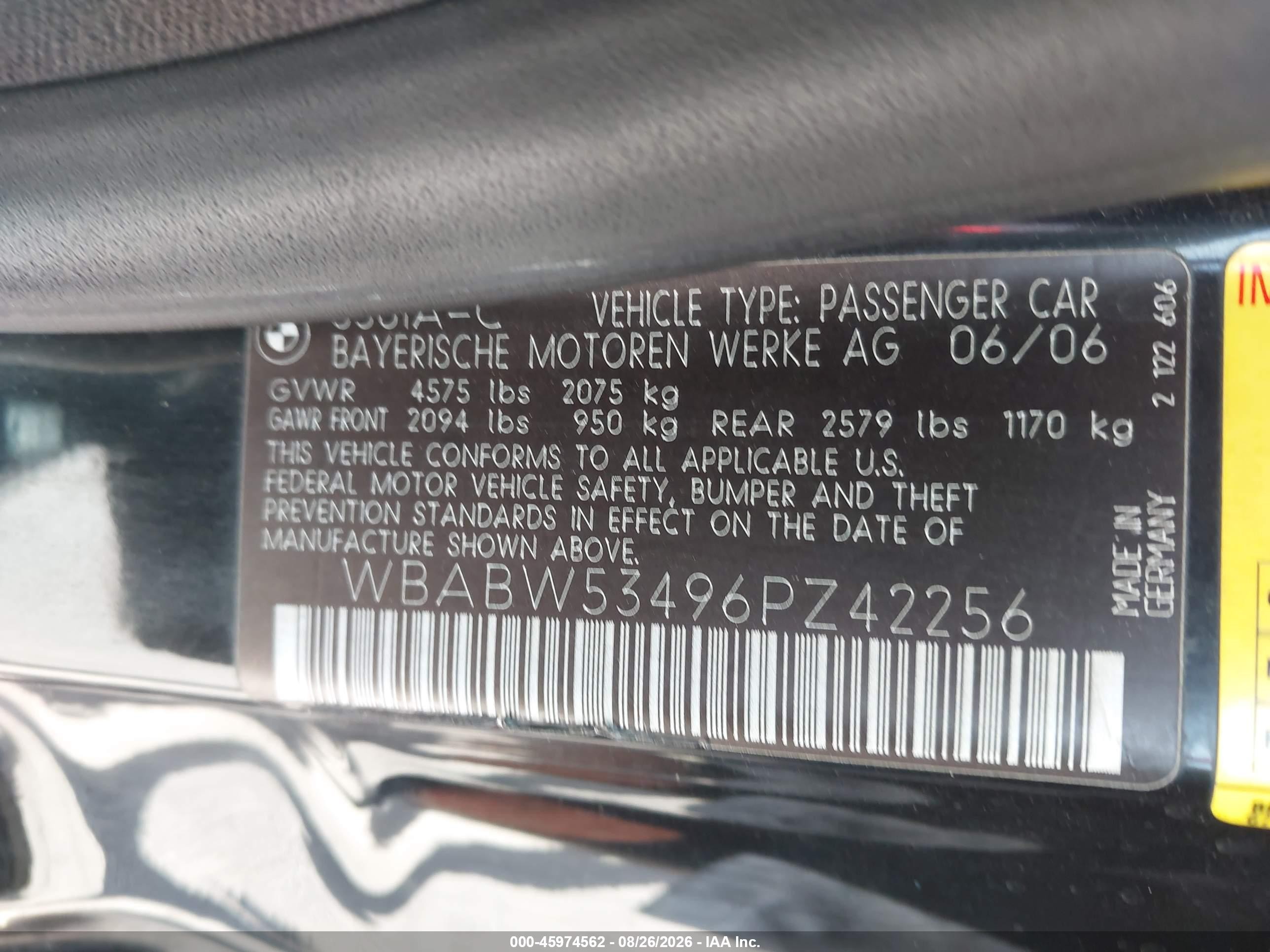 2006 Bmw 330ci   Black vin: WBABW53496PZ42256
