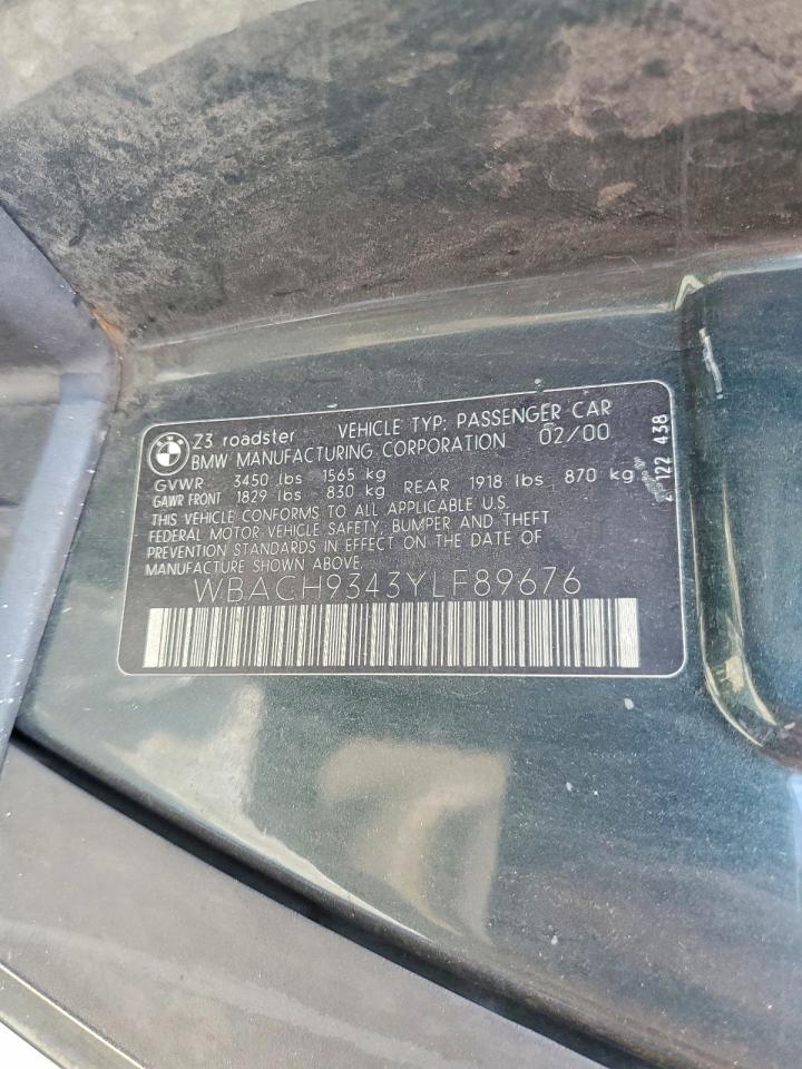 2000 Bmw Z3 2.3 Gray vin: WBACH9343YLF89676