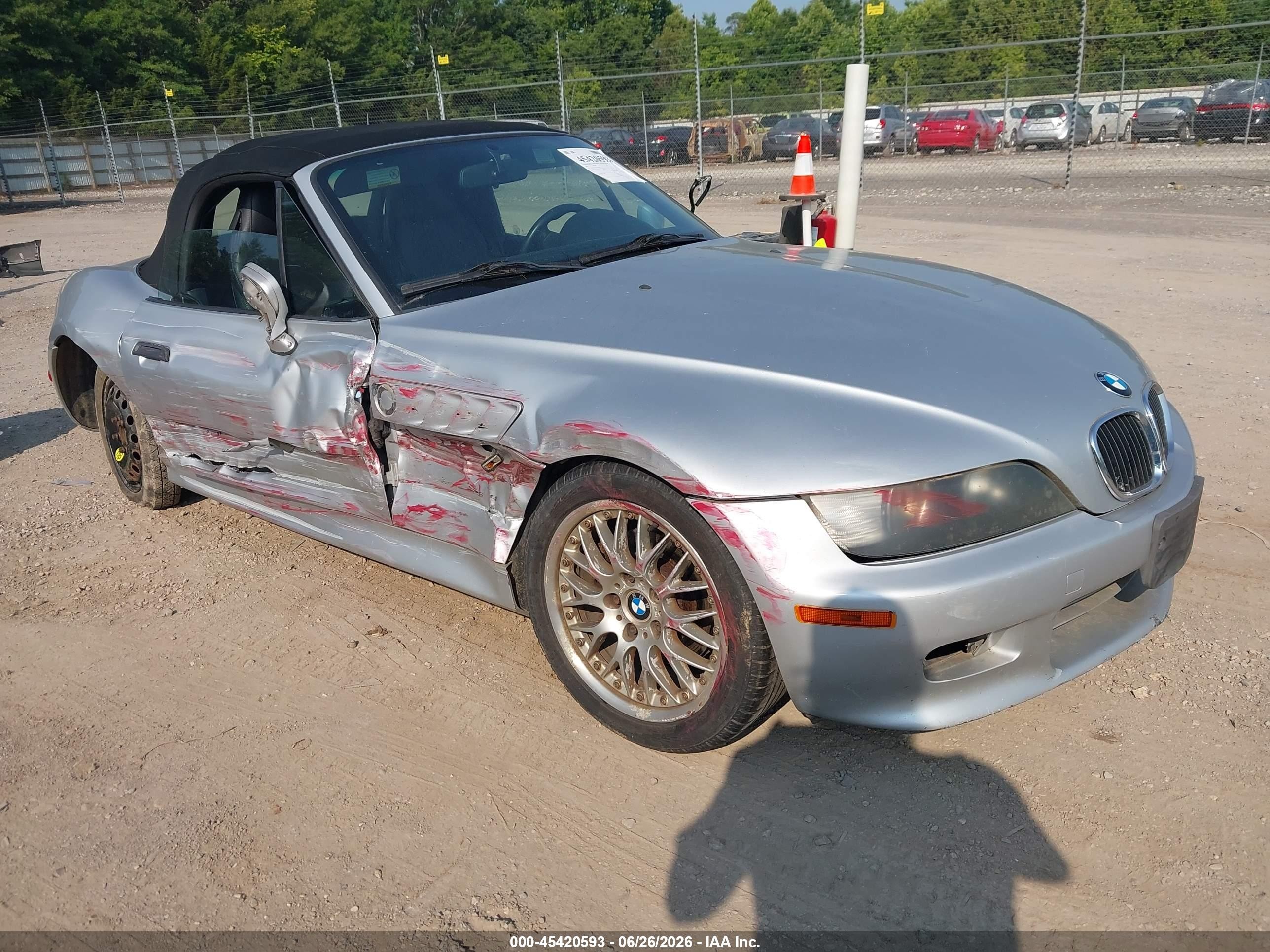 2001 Bmw Z3 3.0i Silver vin: WBACN53411LL46422