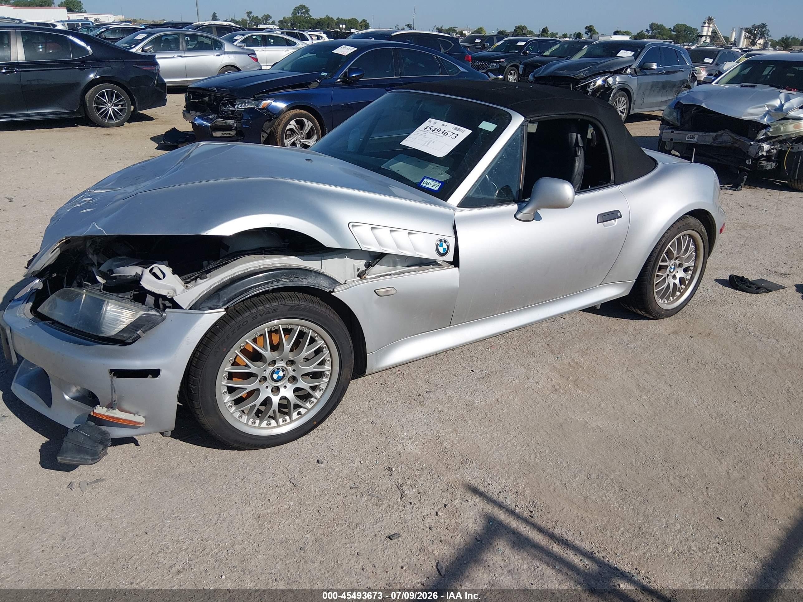2001 Bmw Z3 3.0i Silver vin: WBACN53411LL49093