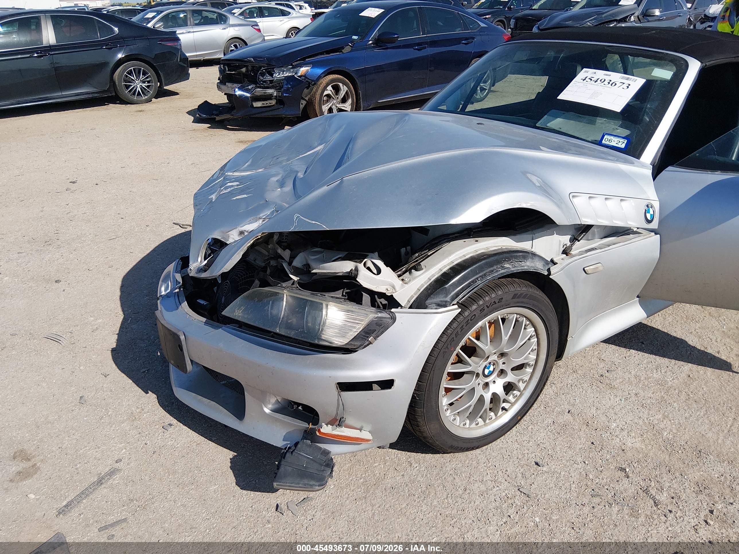 2001 Bmw Z3 3.0i Silver vin: WBACN53411LL49093