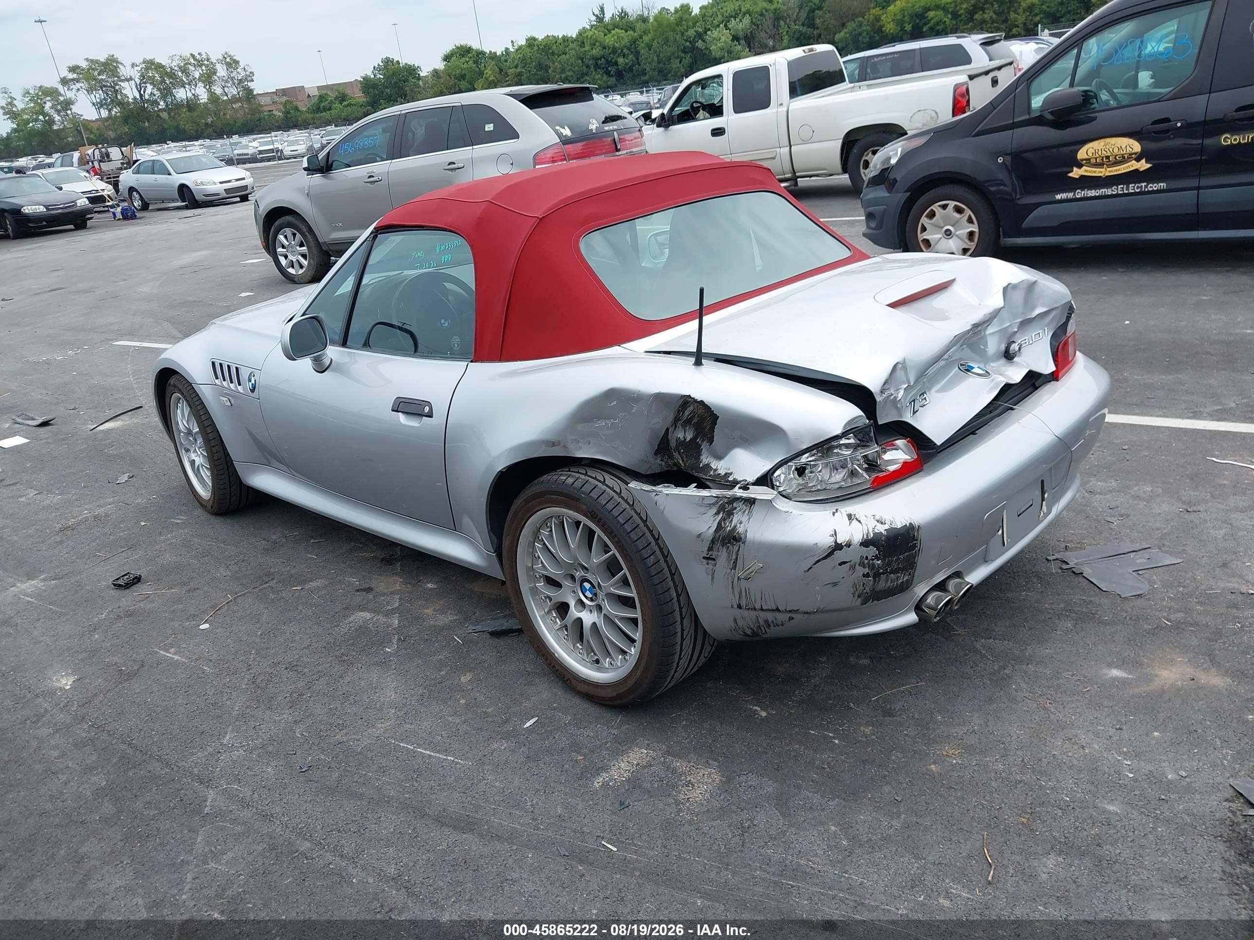2001 Bmw Z3 3.0i Silver vin: WBACN53451LJ55389