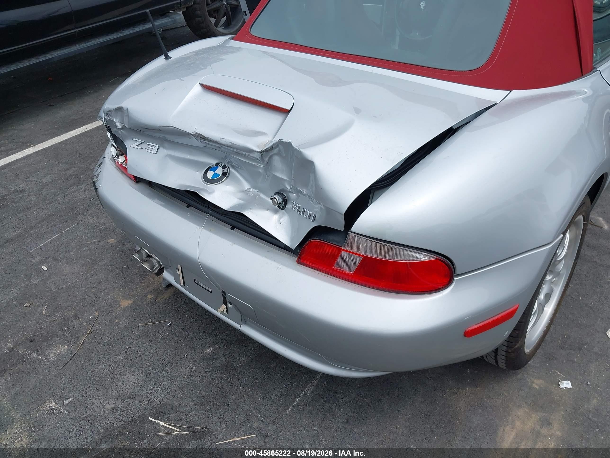 2001 Bmw Z3 3.0i Silver vin: WBACN53451LJ55389