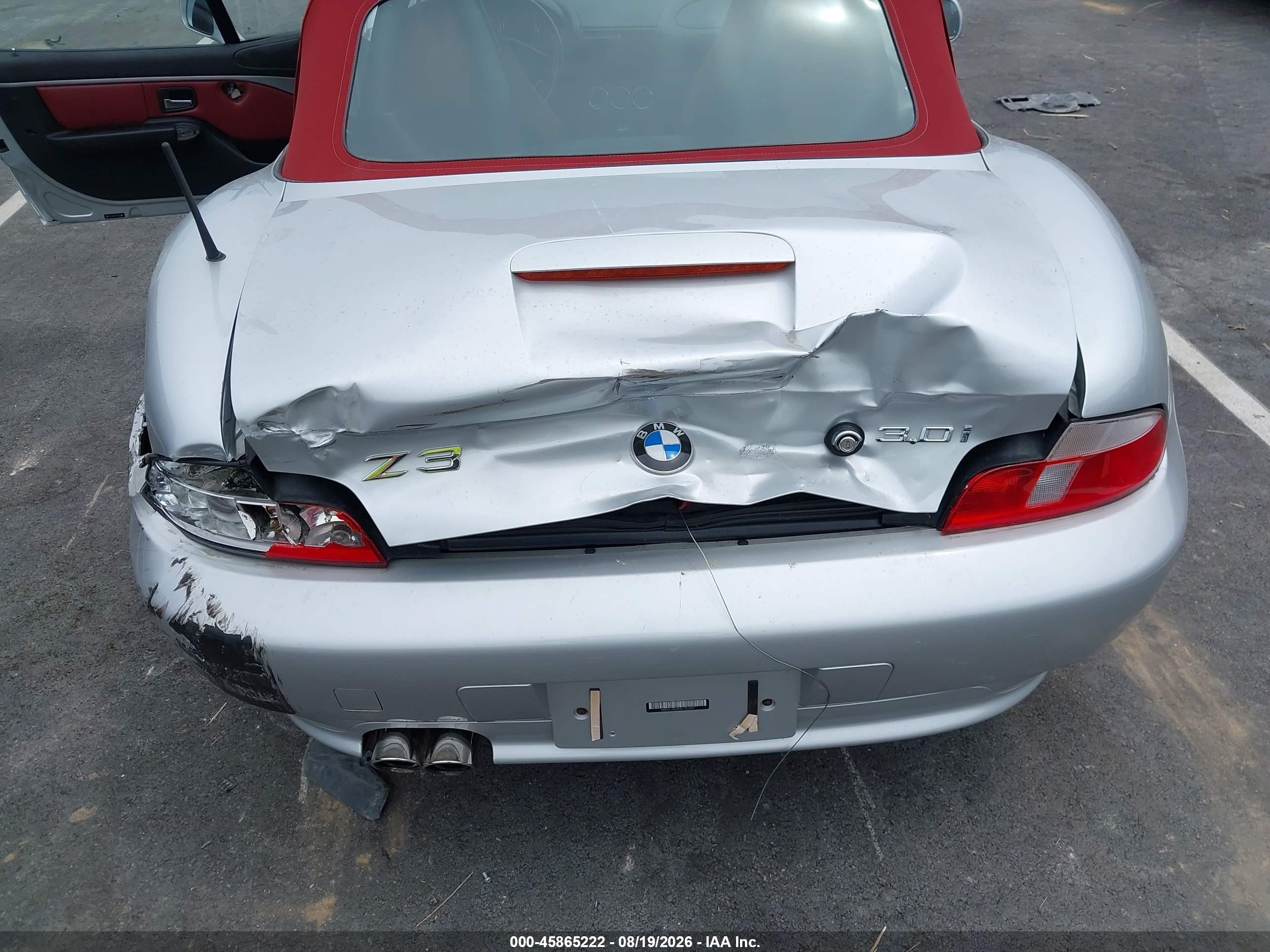 2001 Bmw Z3 3.0i Silver vin: WBACN53451LJ55389
