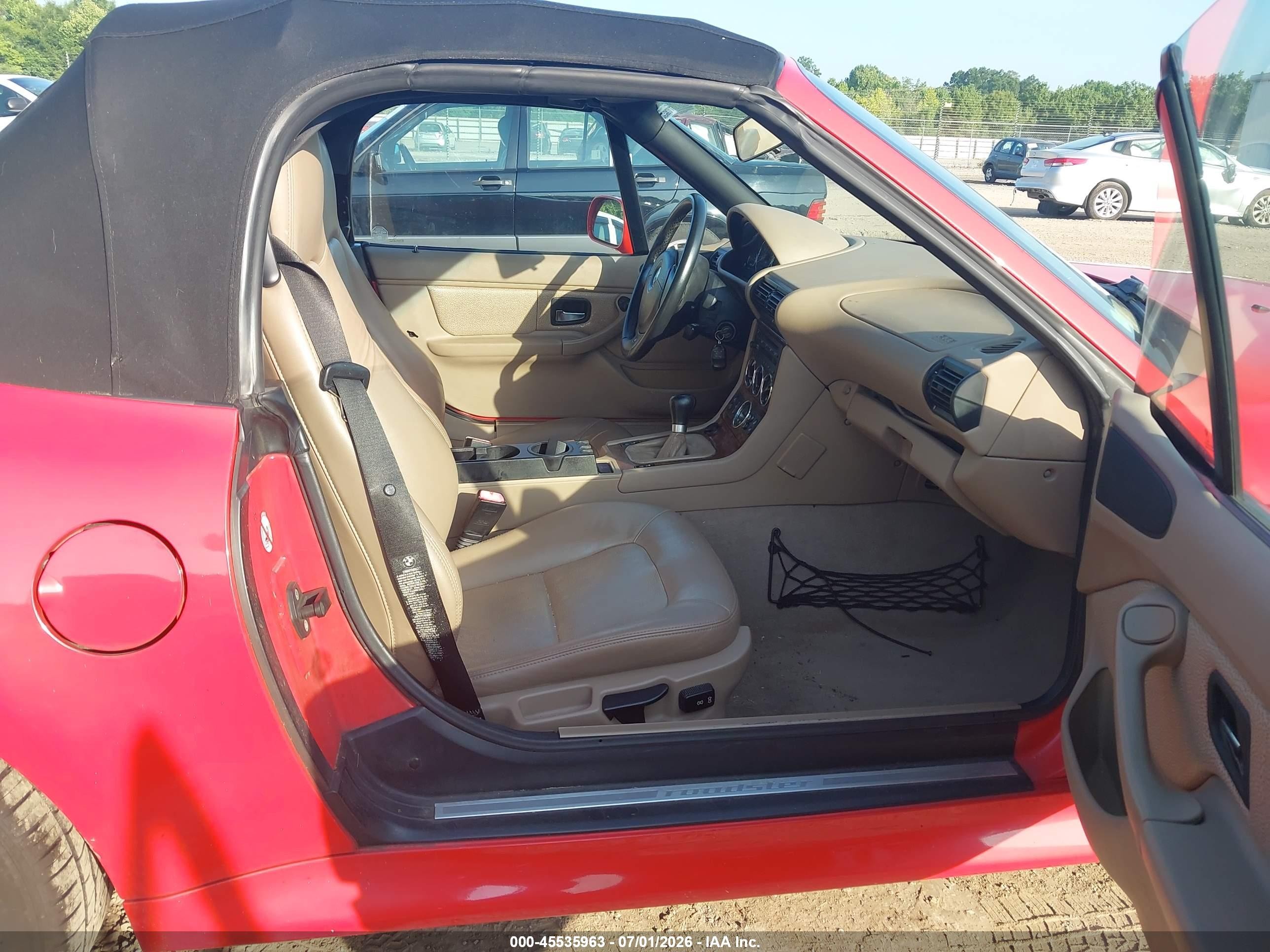 2001 Bmw Z3 3.0i Red vin: WBACN53451LJ57384