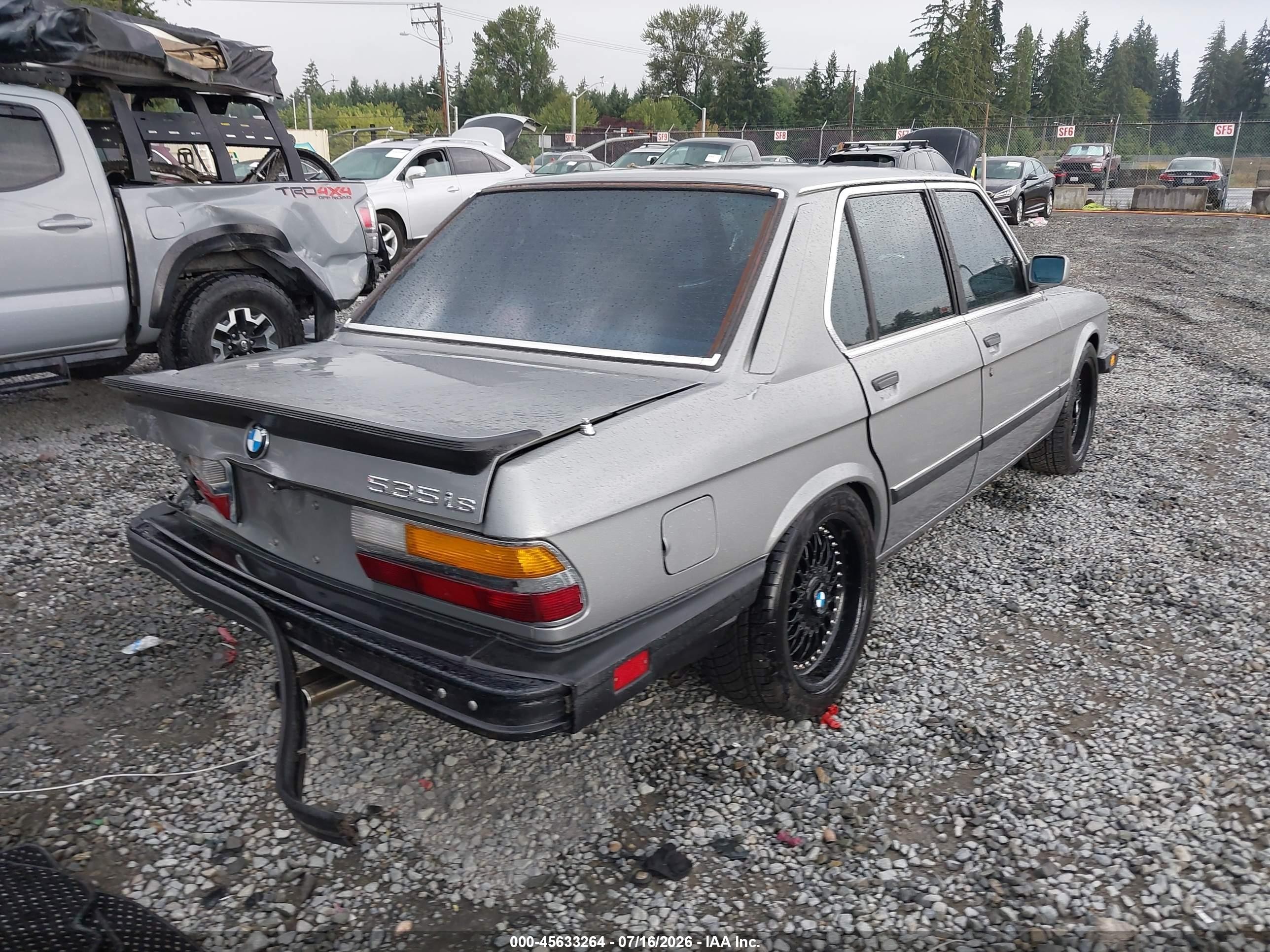 1987 Bmw 535 I Automatic Gray vin: WBADC8401H1721089