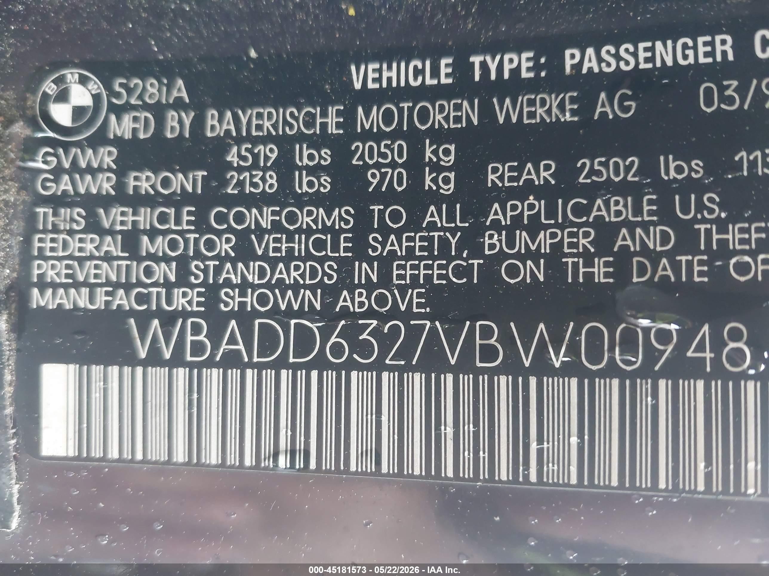 1997 Bmw 528i   Purple vin: WBADD6327VBW00948