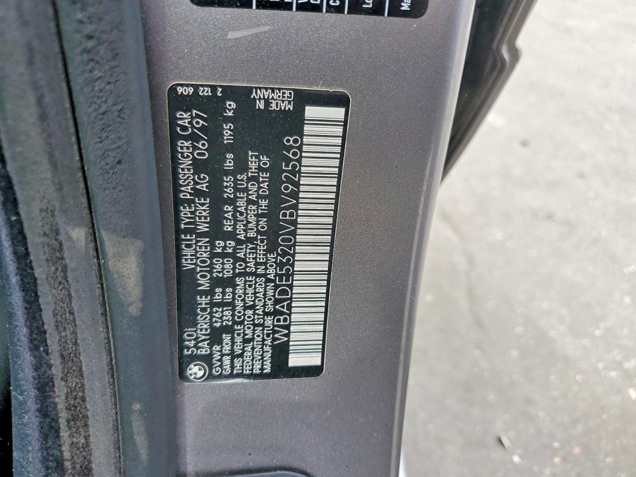 1997 Bmw 540 I Серебряный vin: WBADE5320VBV92568
