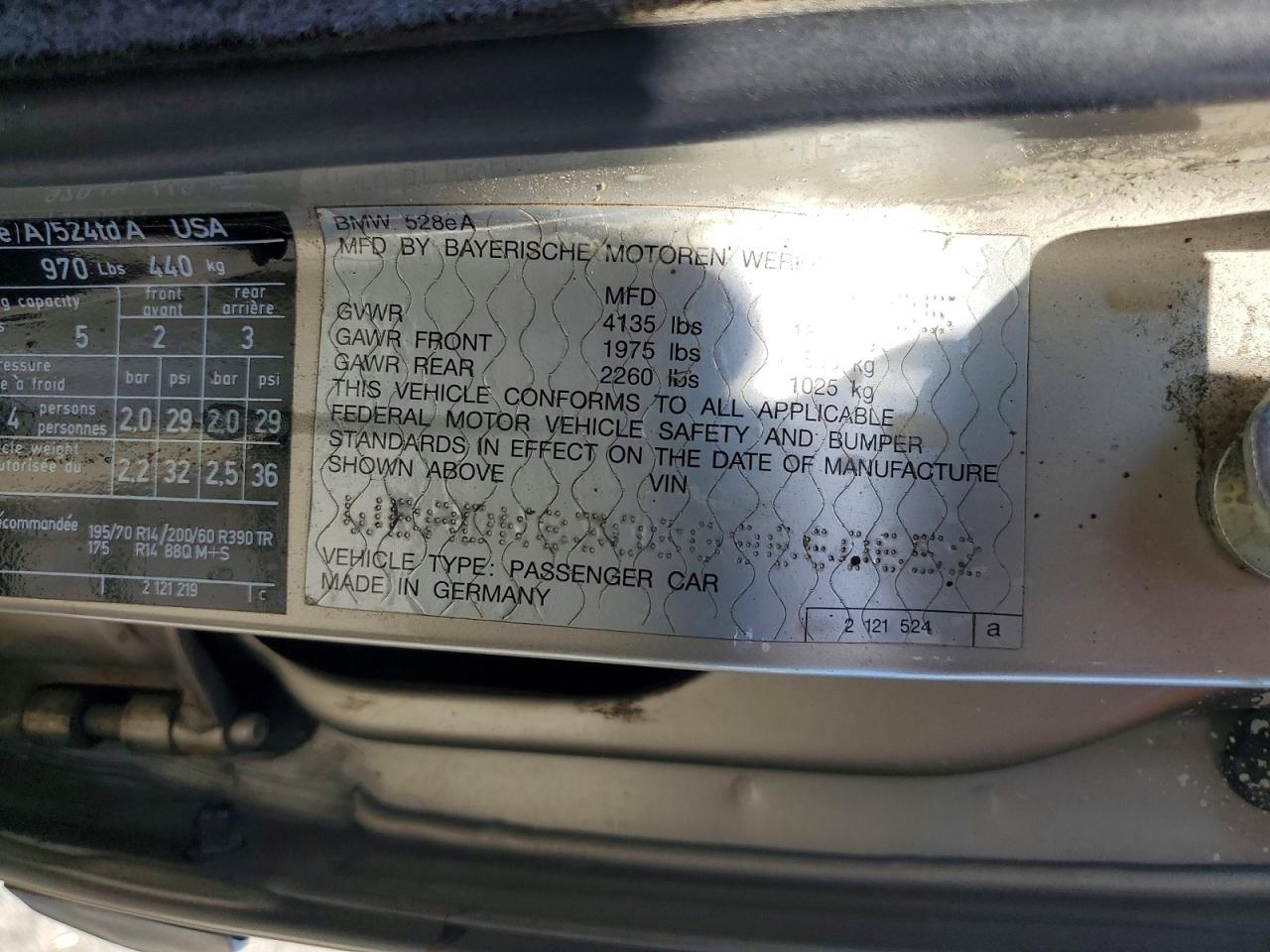 1986 Bmw 528 E Automatic Желто-коричневый vin: WBADK8308G9660652