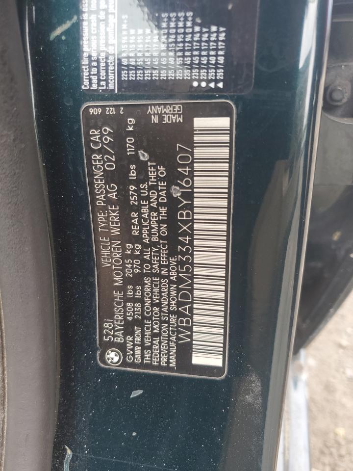 1999 Bmw 528 I Green vin: WBADM5334XBY16407