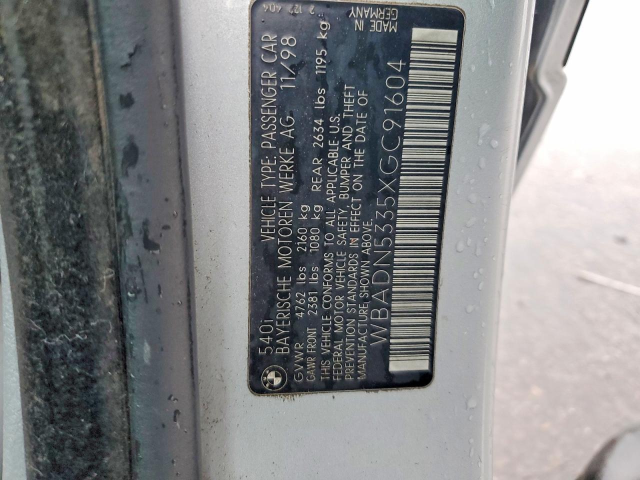 1999 Bmw 540 I Silver vin: WBADN5335XGC91604