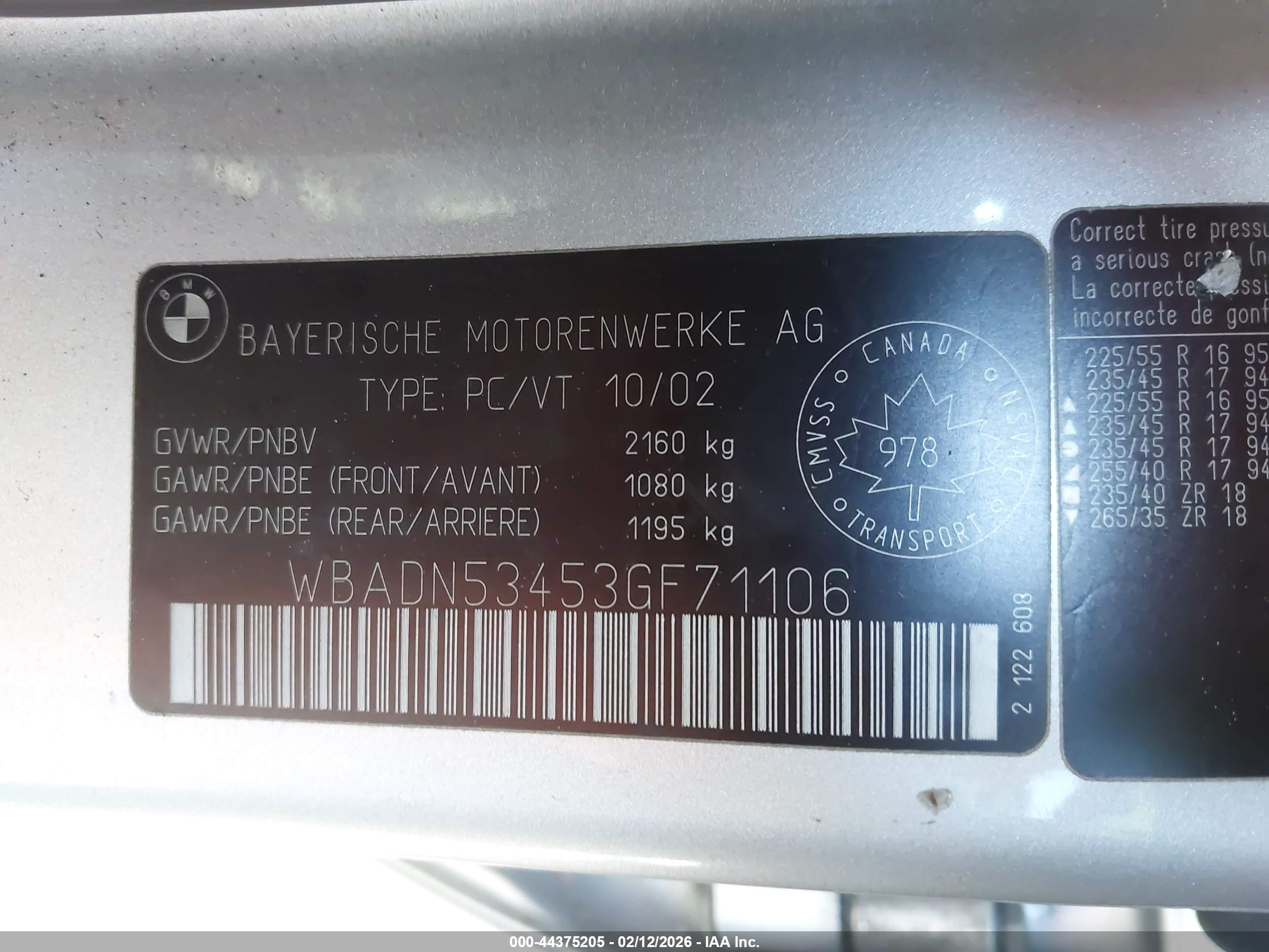 2003 Bmw 540i   Silver vin: WBADN53453GF71106