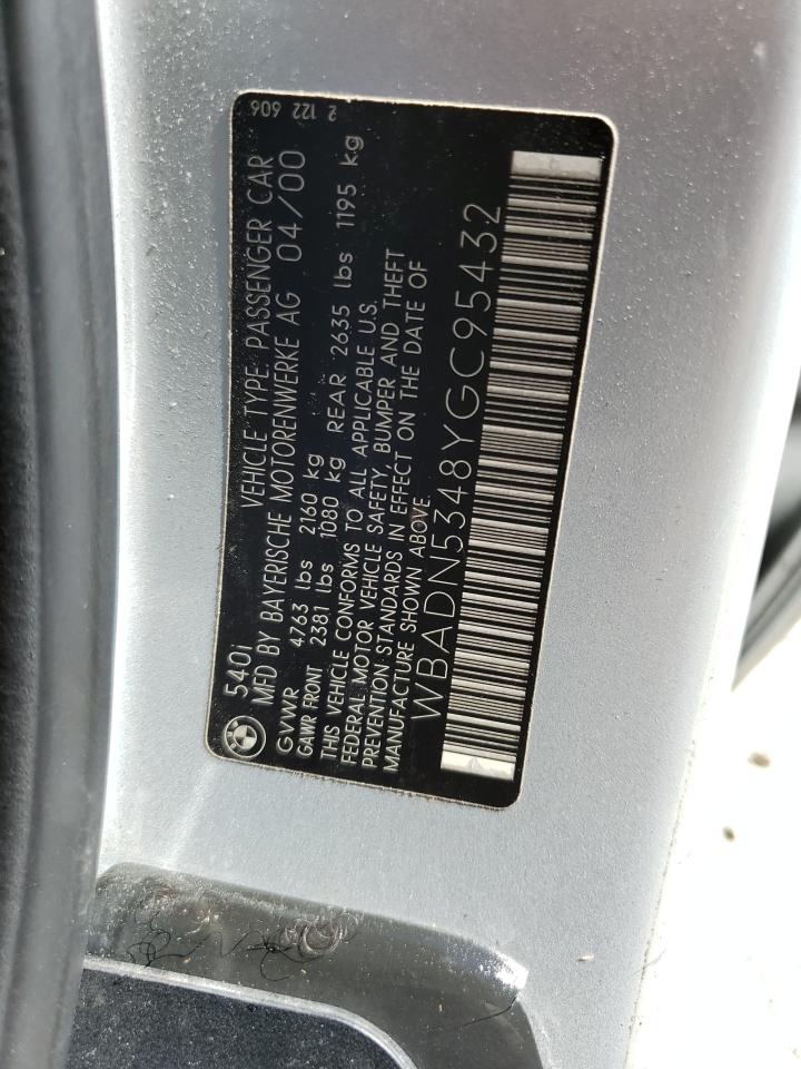 2000 Bmw 540 I Silver vin: WBADN5348YGC95432