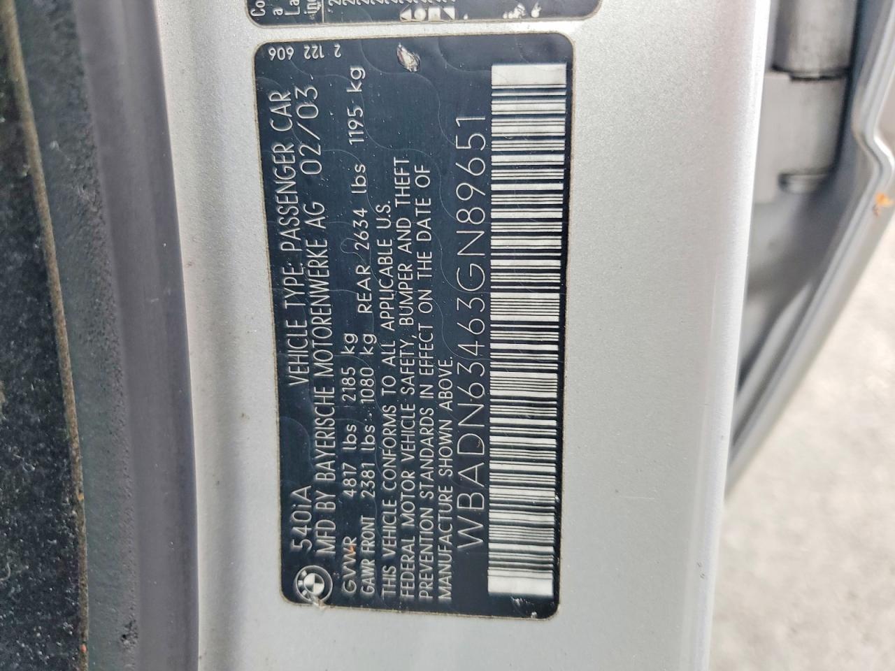 2003 Bmw Motorrad 540 I Automatic Silver vin: WBADN63463GN89651