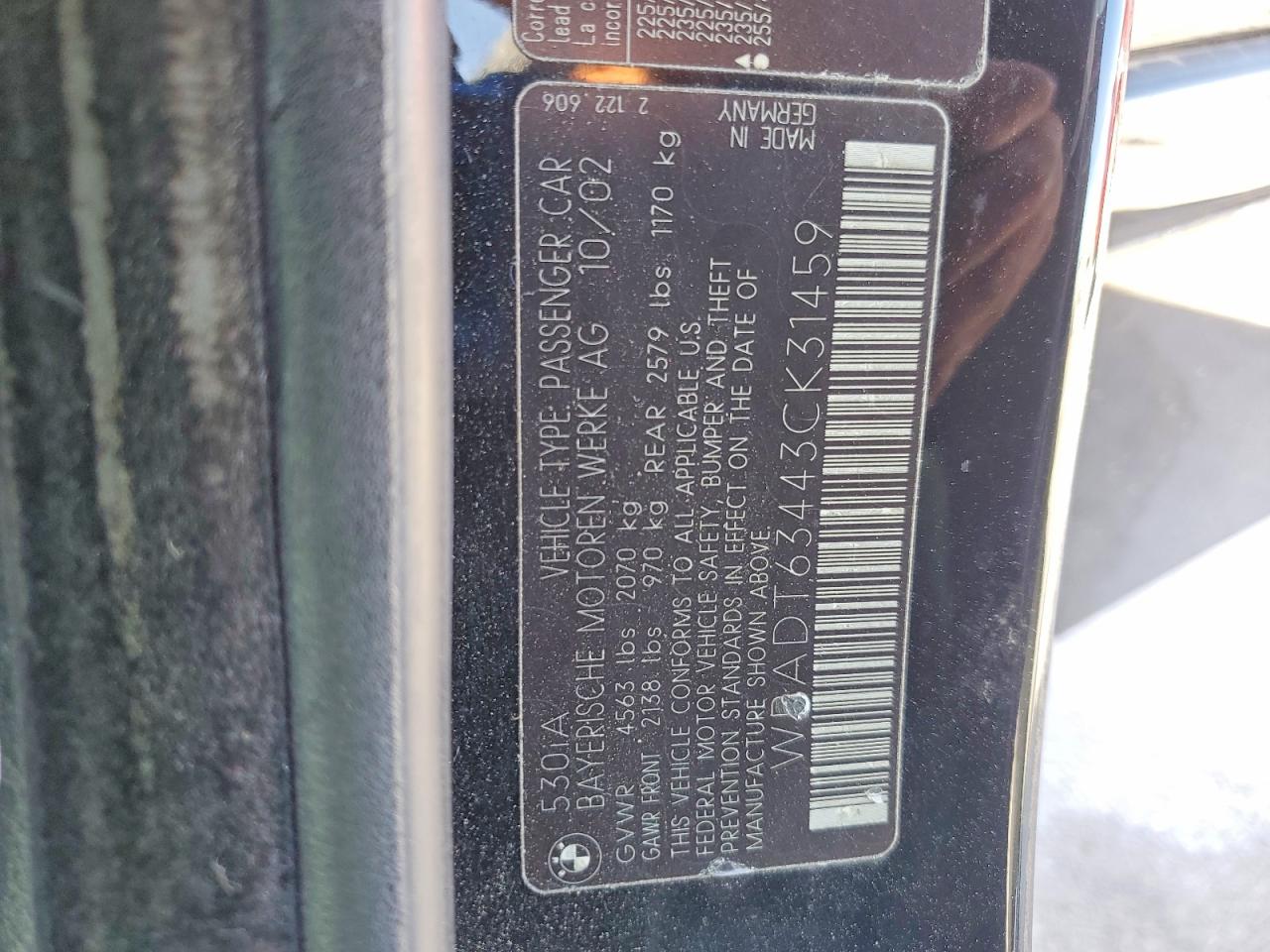 2003 Bmw 530 I Automatic Black vin: WBADT63443CK31459