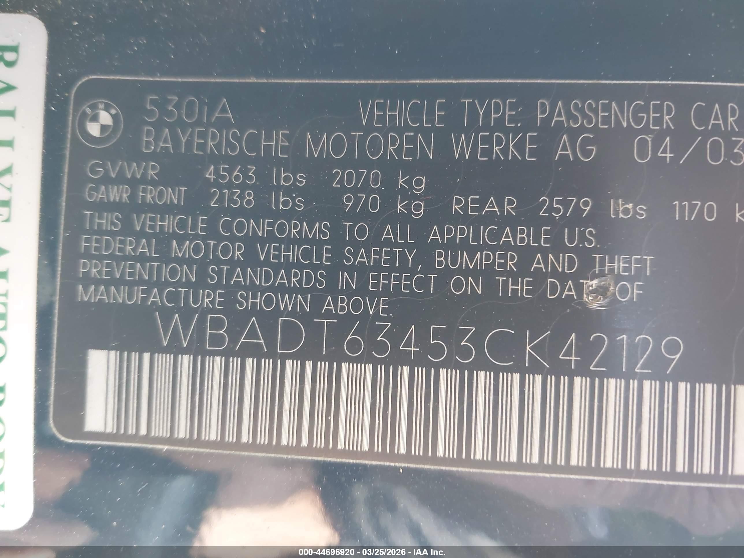 2003 Bmw 530ia   Blue vin: WBADT63453CK42129