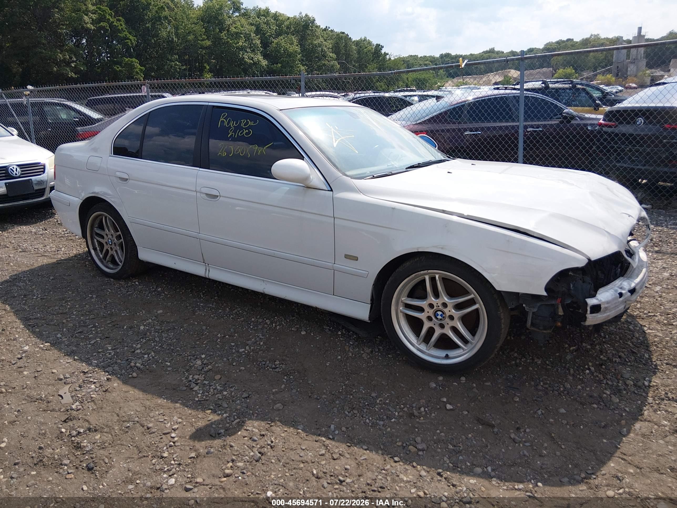 2002 Bmw 5 Series 530ia White vin: WBADT63472CH85158