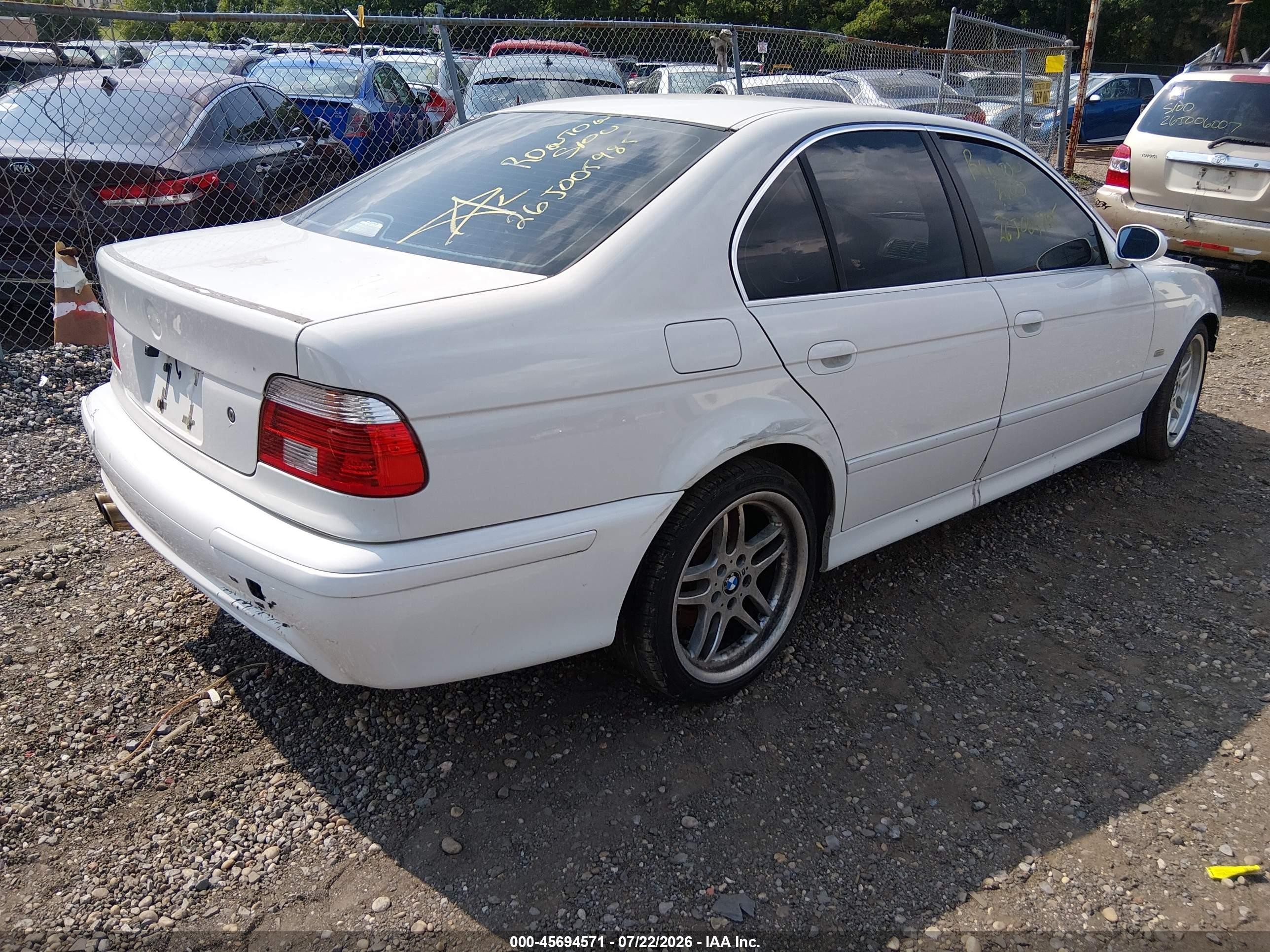 2002 Bmw 5 Series 530ia White vin: WBADT63472CH85158