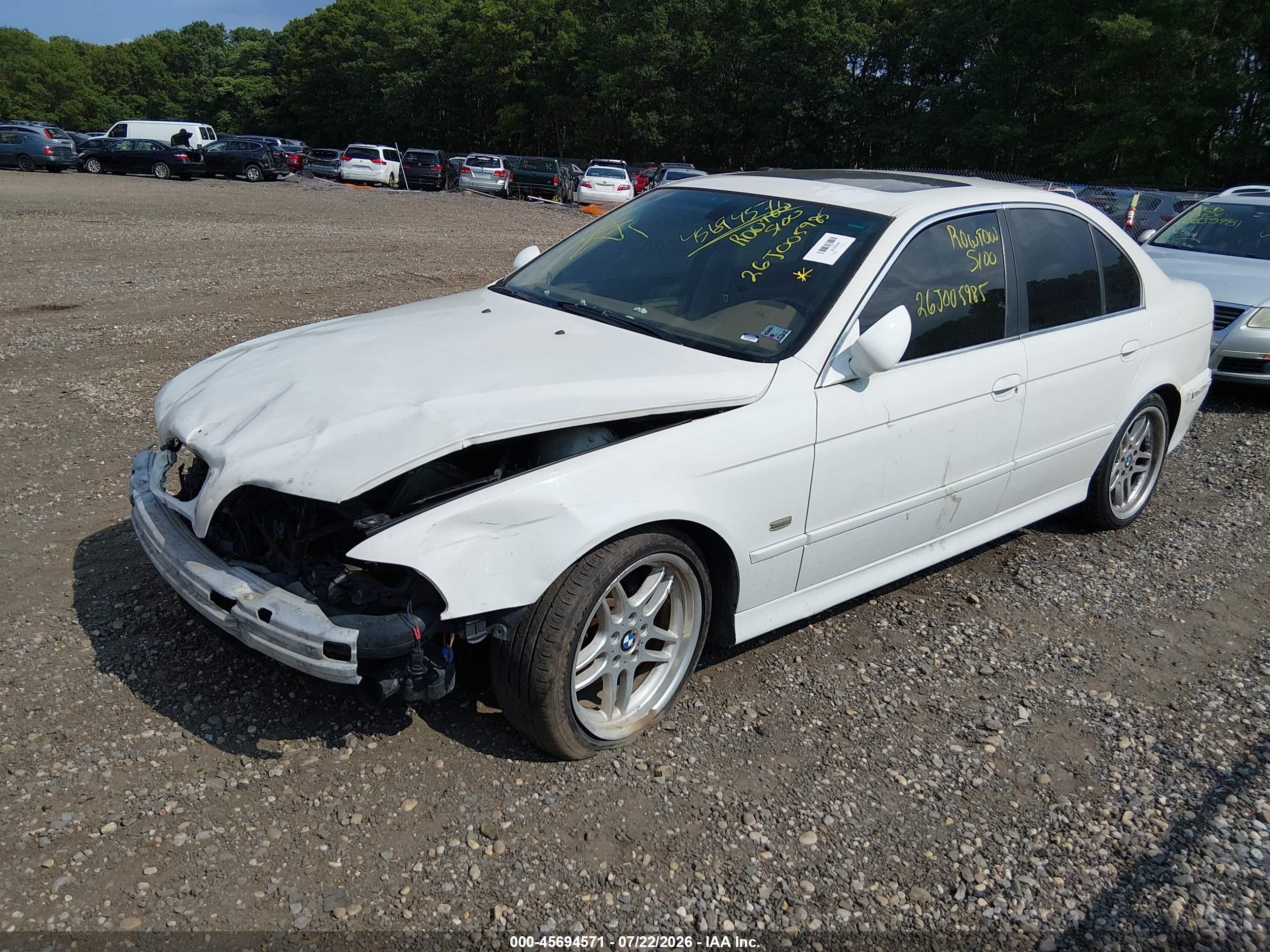 2002 Bmw 5 Series 530ia White vin: WBADT63472CH85158