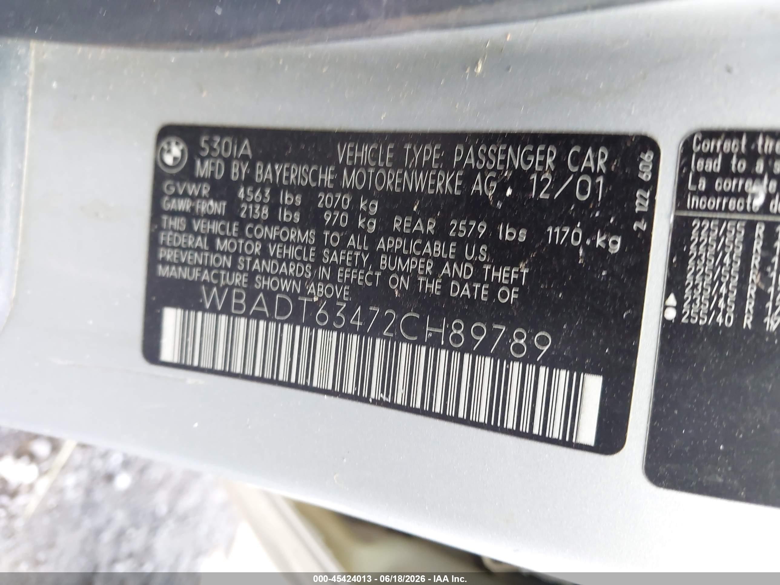 2002 Bmw 5 Series 530ia Silver vin: WBADT63472CH89789