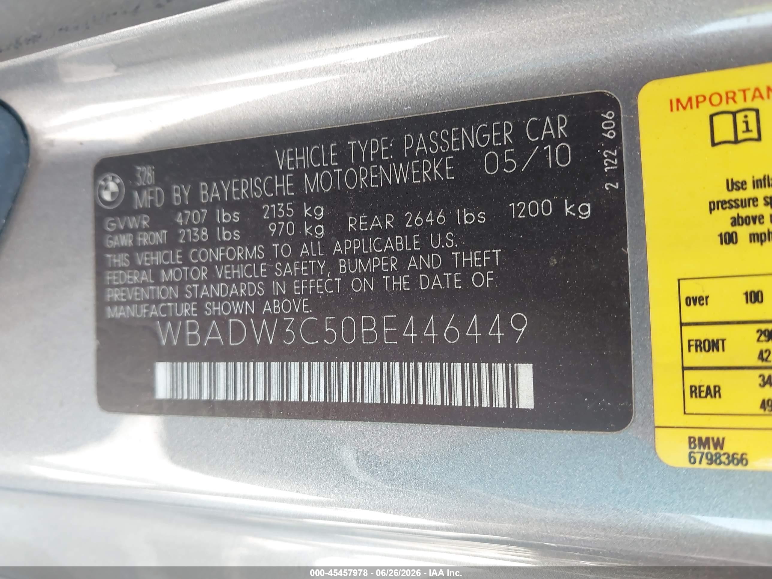 2011 Bmw 328i   Silver vin: WBADW3C50BE446449