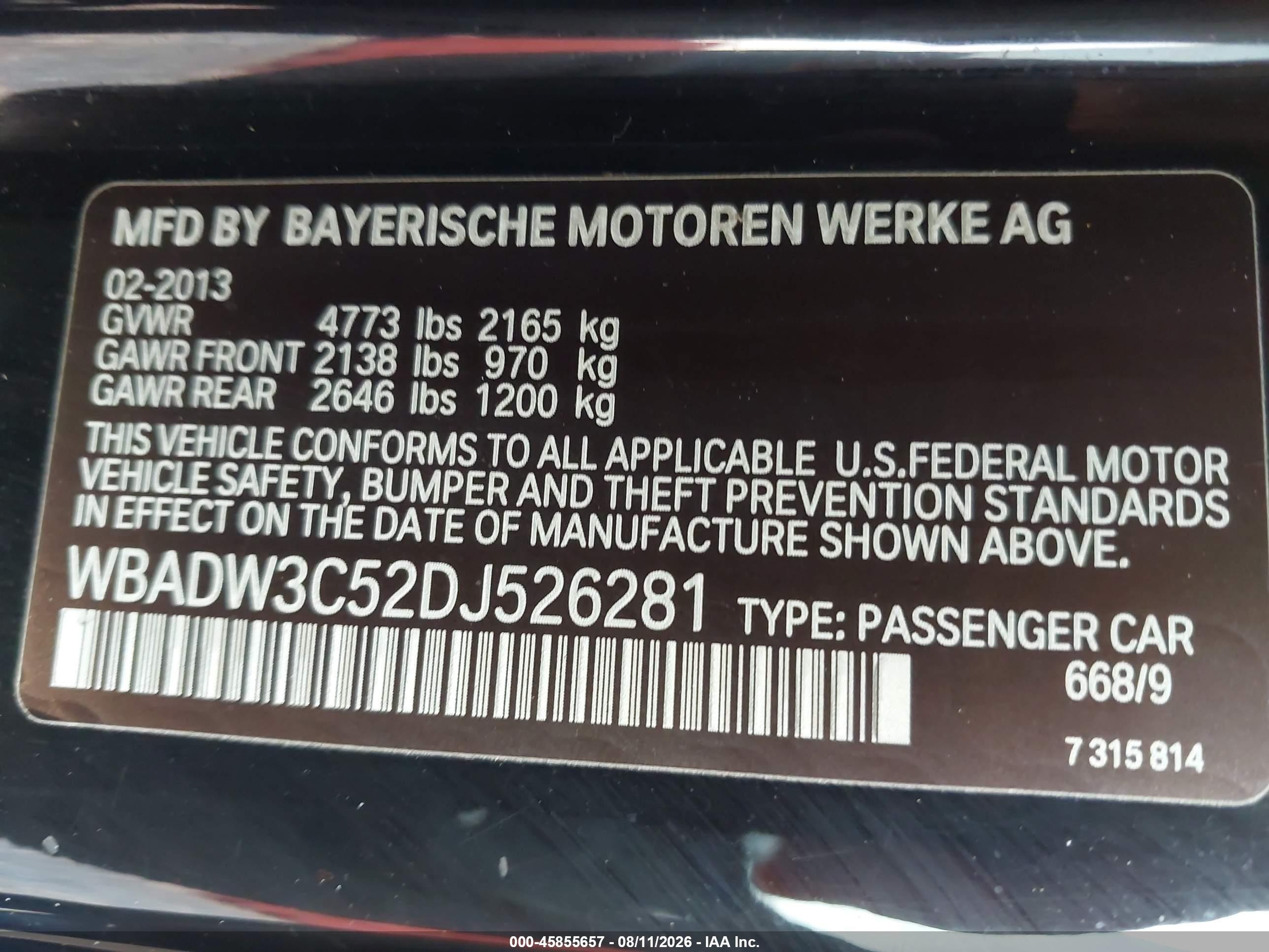 2013 Bmw 328i   Черный vin: WBADW3C52DJ526281