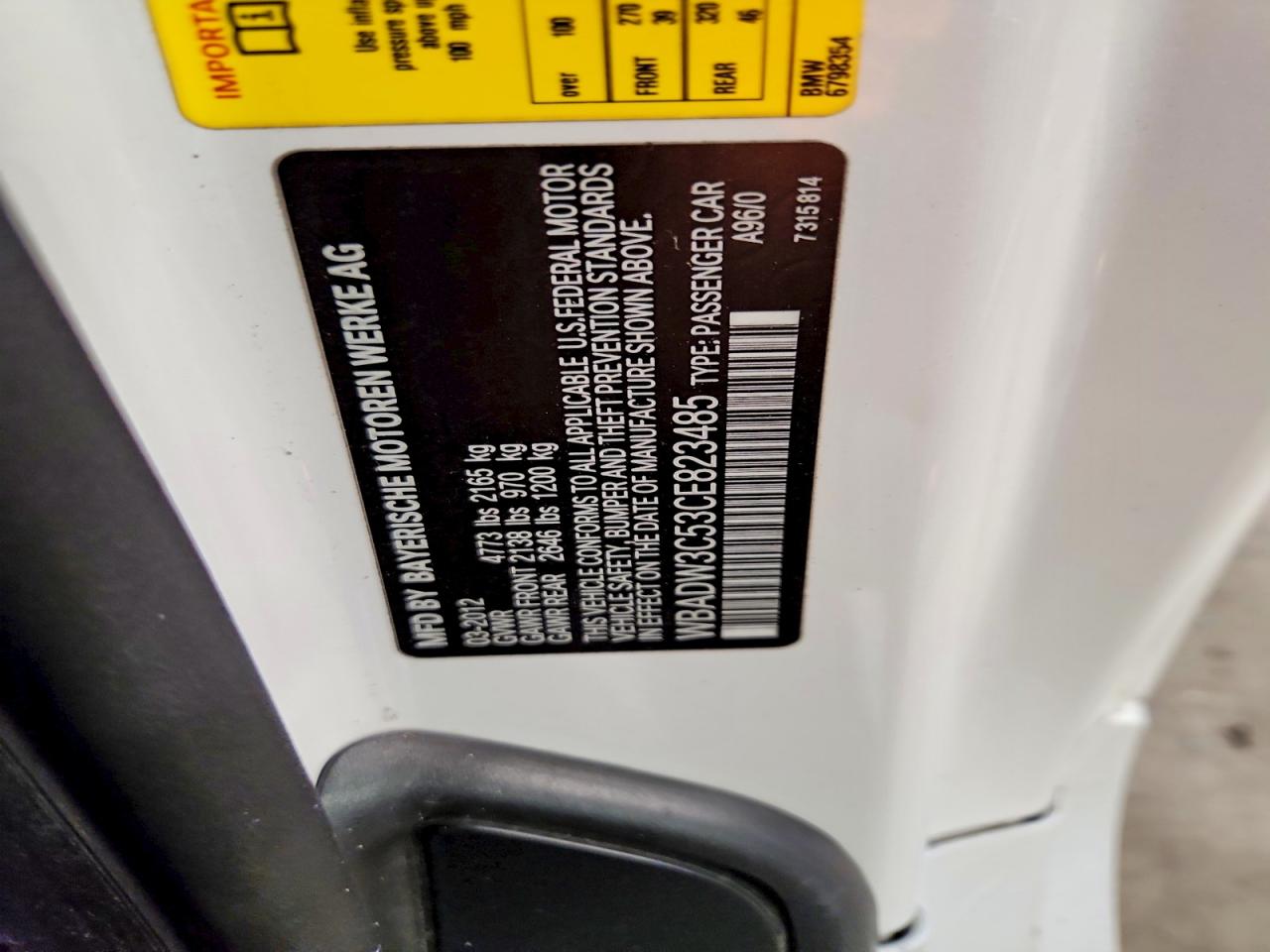 2012 Bmw 328 I White vin: WBADW3C53CE823485
